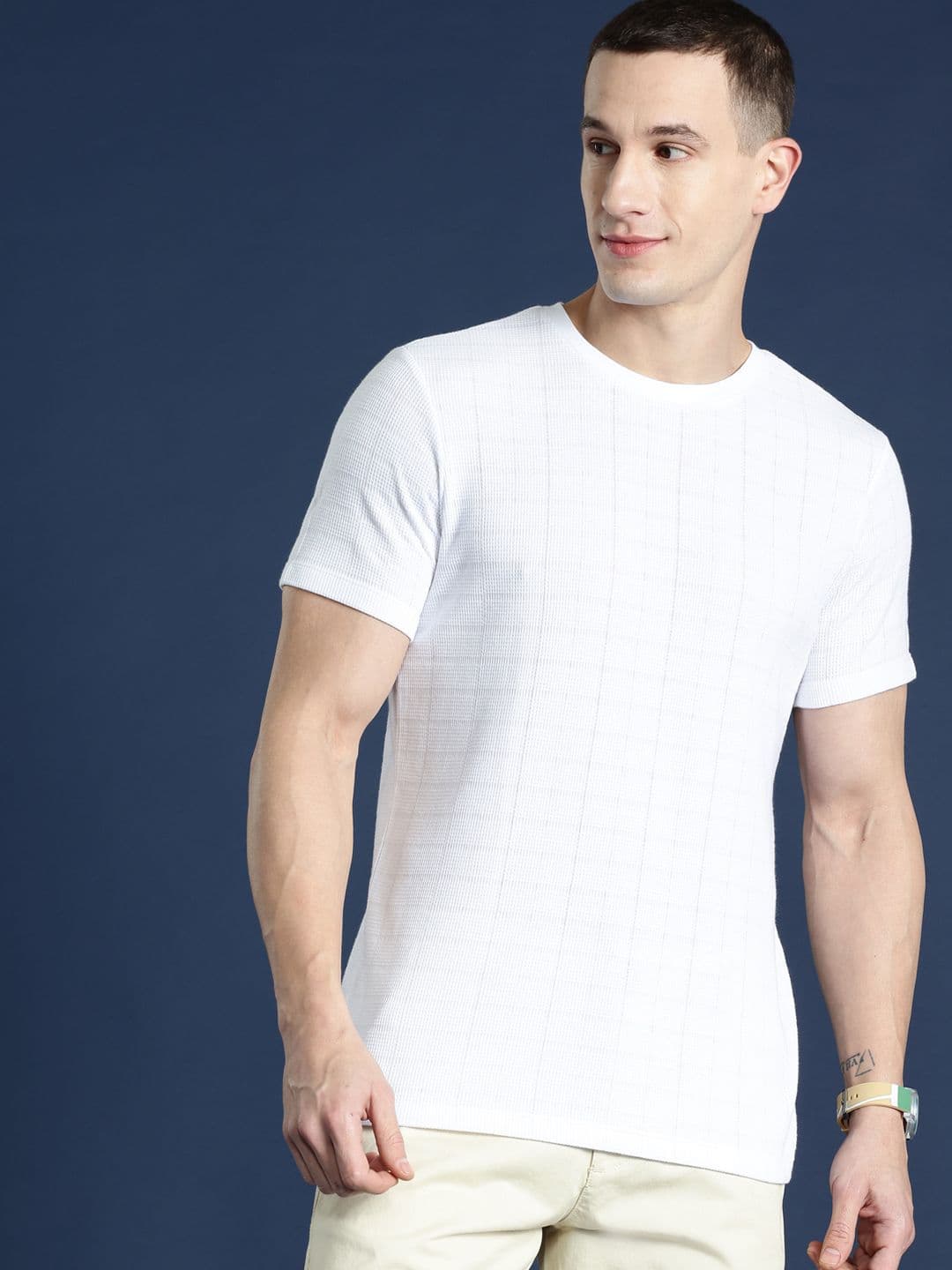 Mast & Harbour Men Self Design T-shirt - view 1