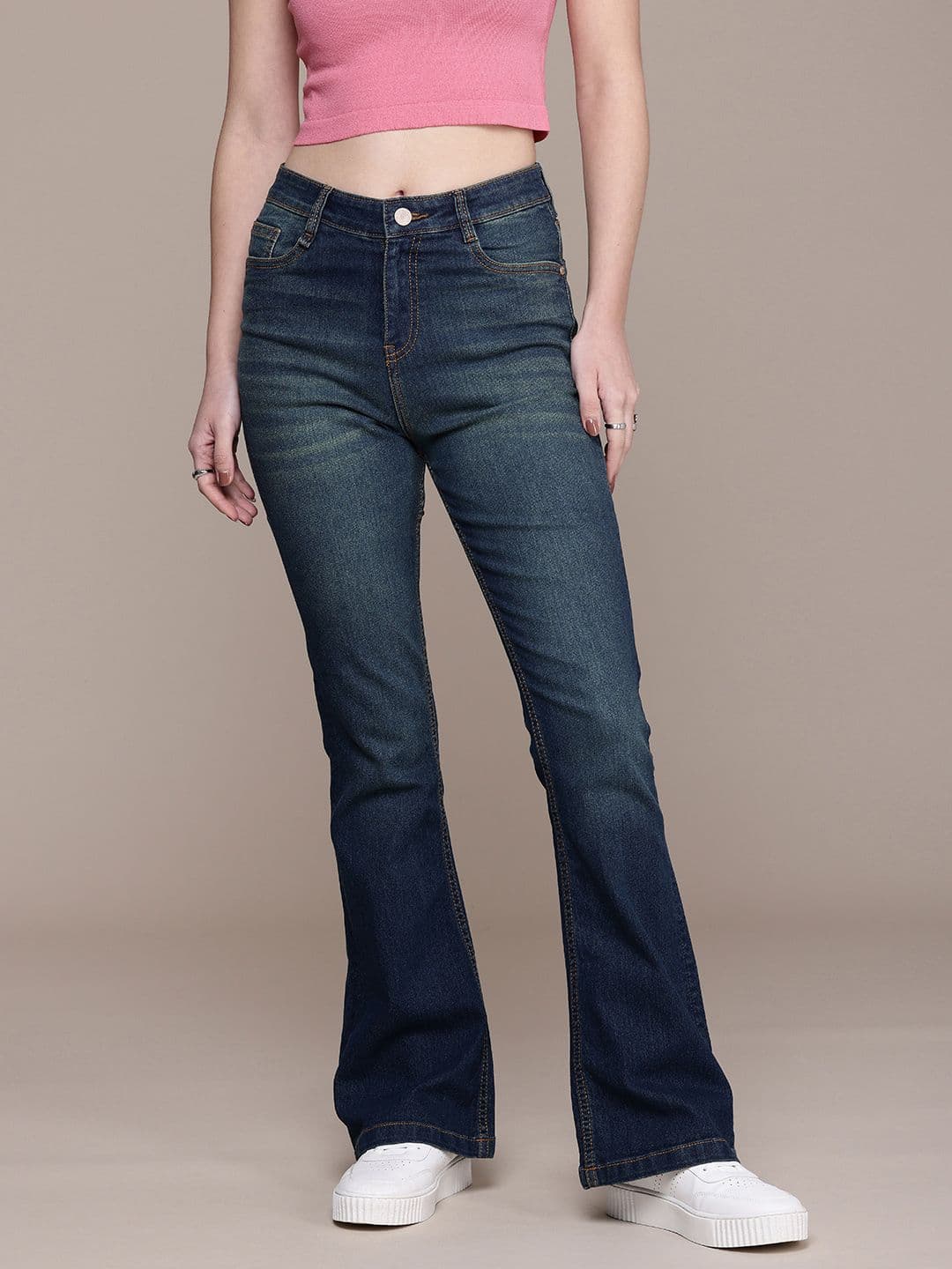 The Roadster Life Co. Women Flared High-Rise Light Fade Clean Look Stretchable Jeans - view 1