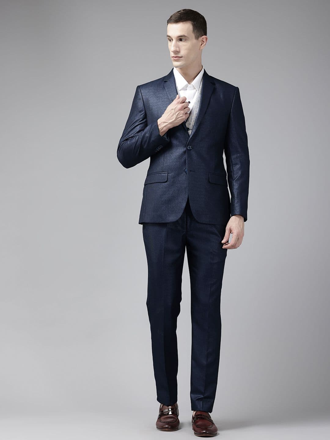 Park Avenue Notched Lapel Collar Super Slim Fit 3 Piece Formal Suit - view 1