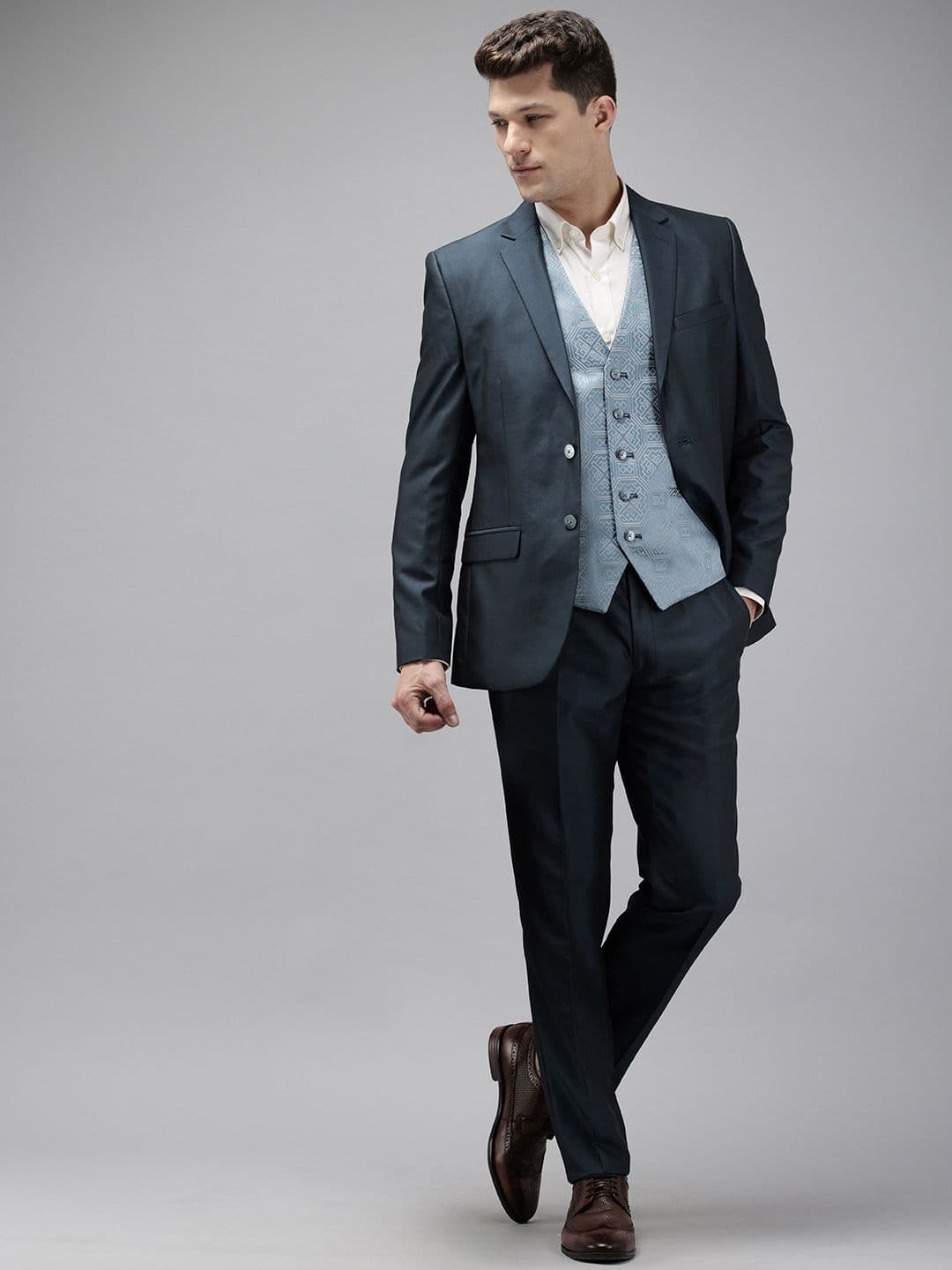 Park Avenue Slim Fit Notched Lapel Single-Breasted 3 Piece Suit - view 1