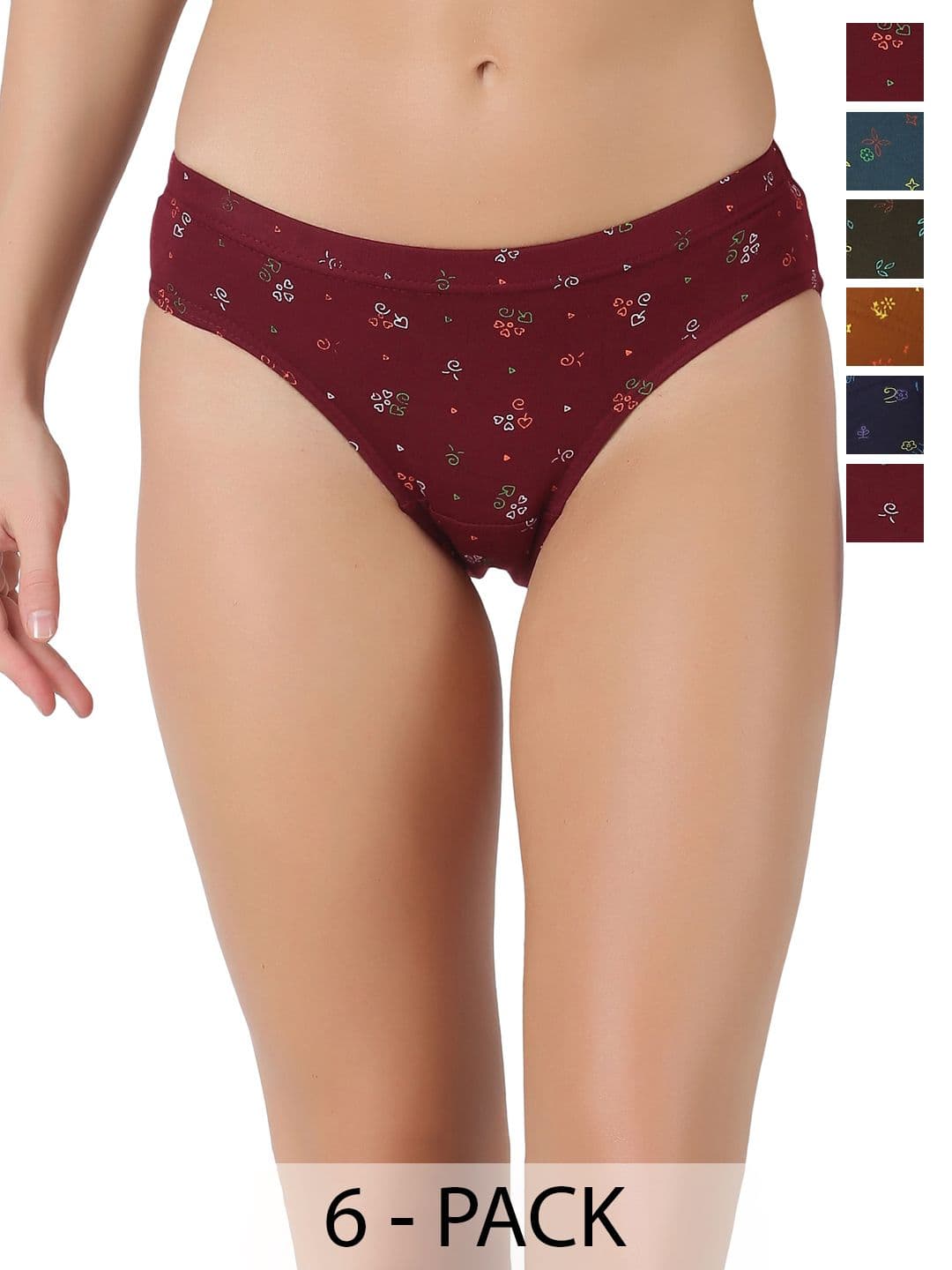 Dollar Lehar Super Combed Cotton Women Printed Hipster Panty - Pack of 6 - Assorted - view 1