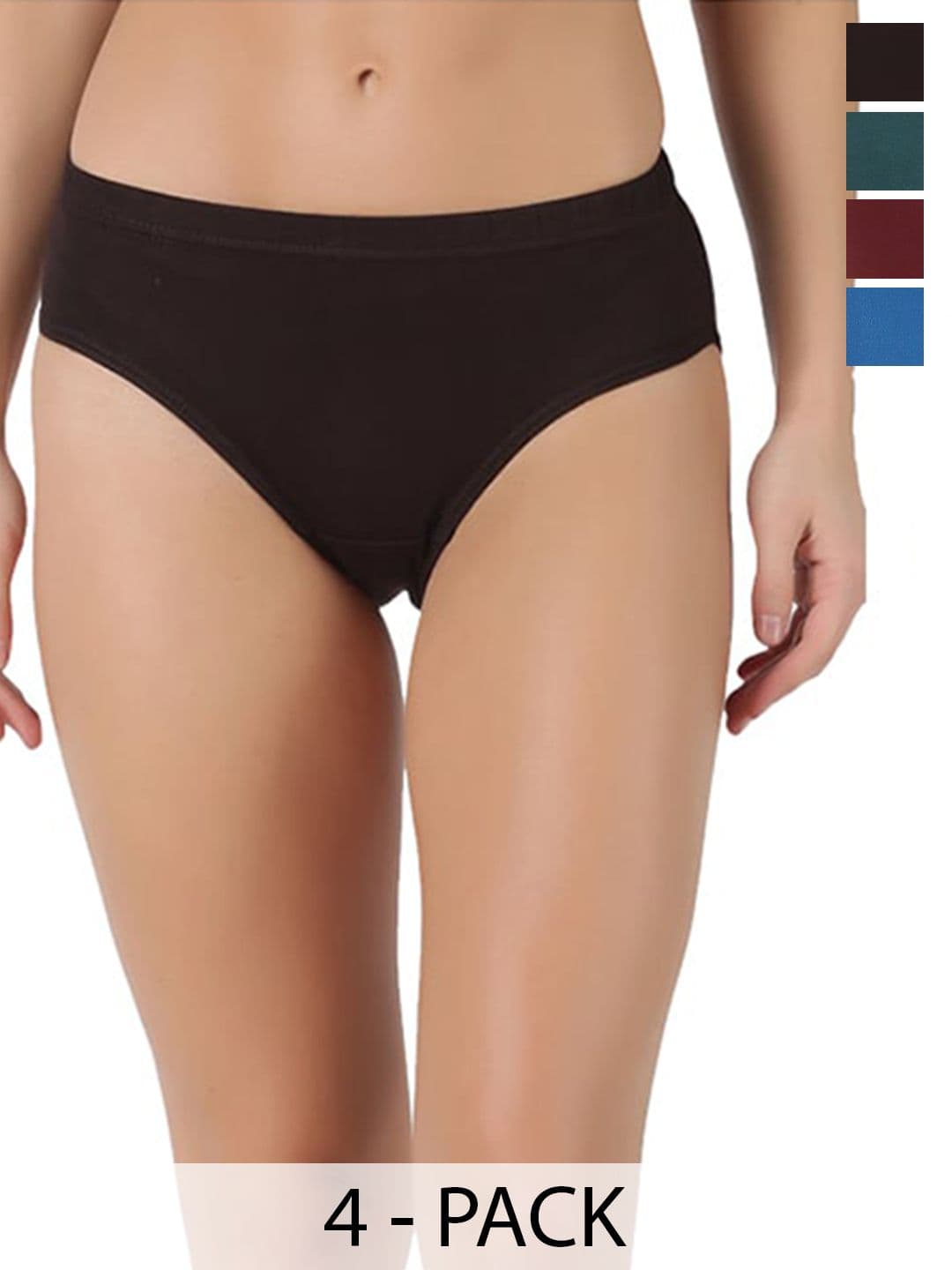 Dollar Lehar Super Combed Cotton Women Solid Hipster Panty - Pack of 4 - Assorted - view 1