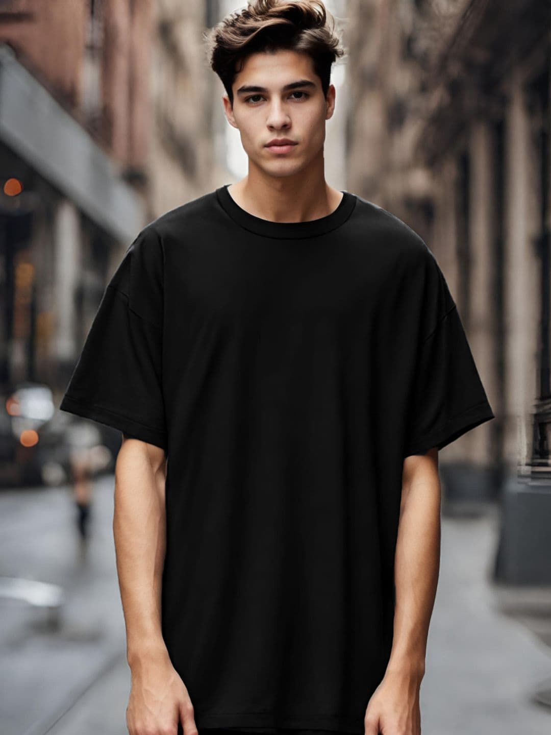 NOBERO Round Neck Short Sleeves Oversized Cotton T-shirt - view 1