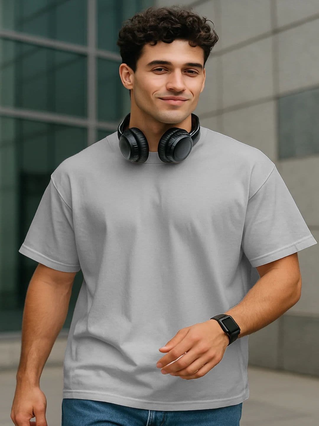 NOBERO Round Neck Short Sleeves Oversized Cotton T-shirt - view 1