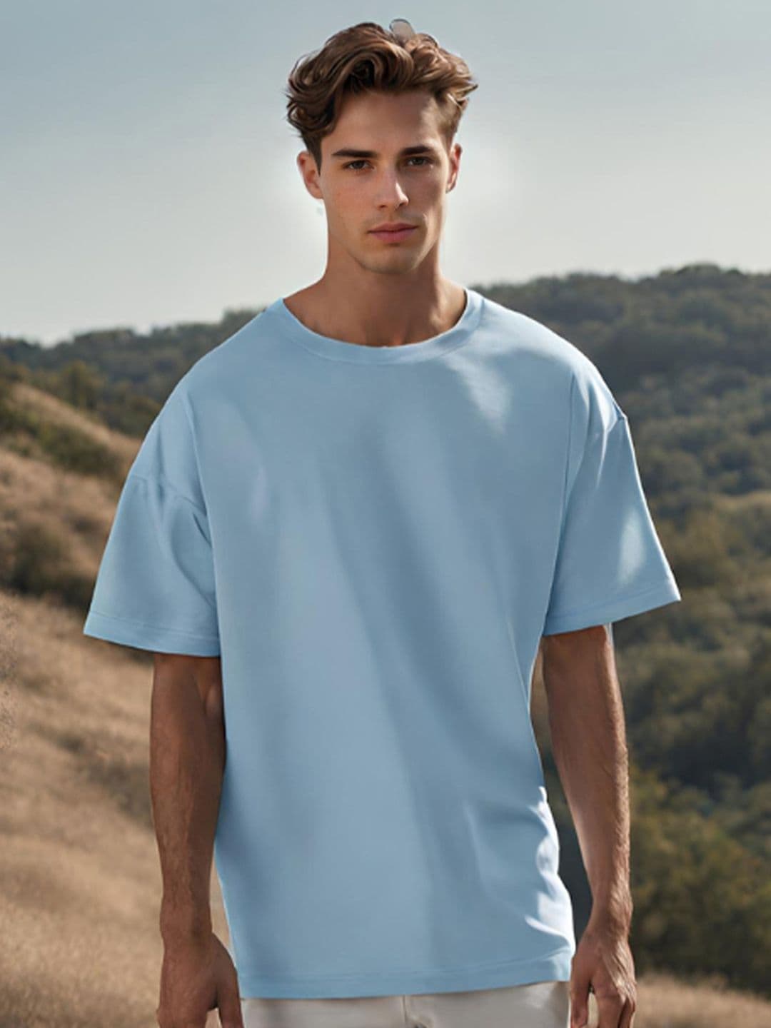 NOBERO Round Neck Short Sleeves Oversized Cotton T-shirt - view 1