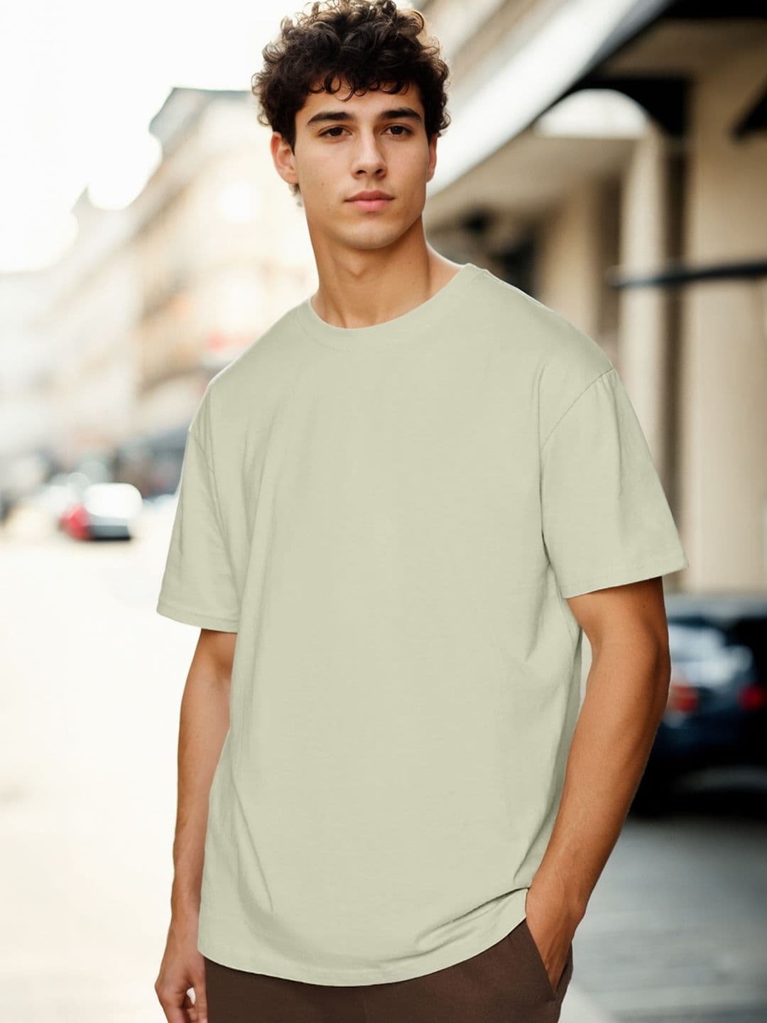 NOBERO Round Neck Short Sleeves Oversized Cotton T-shirt - view 1