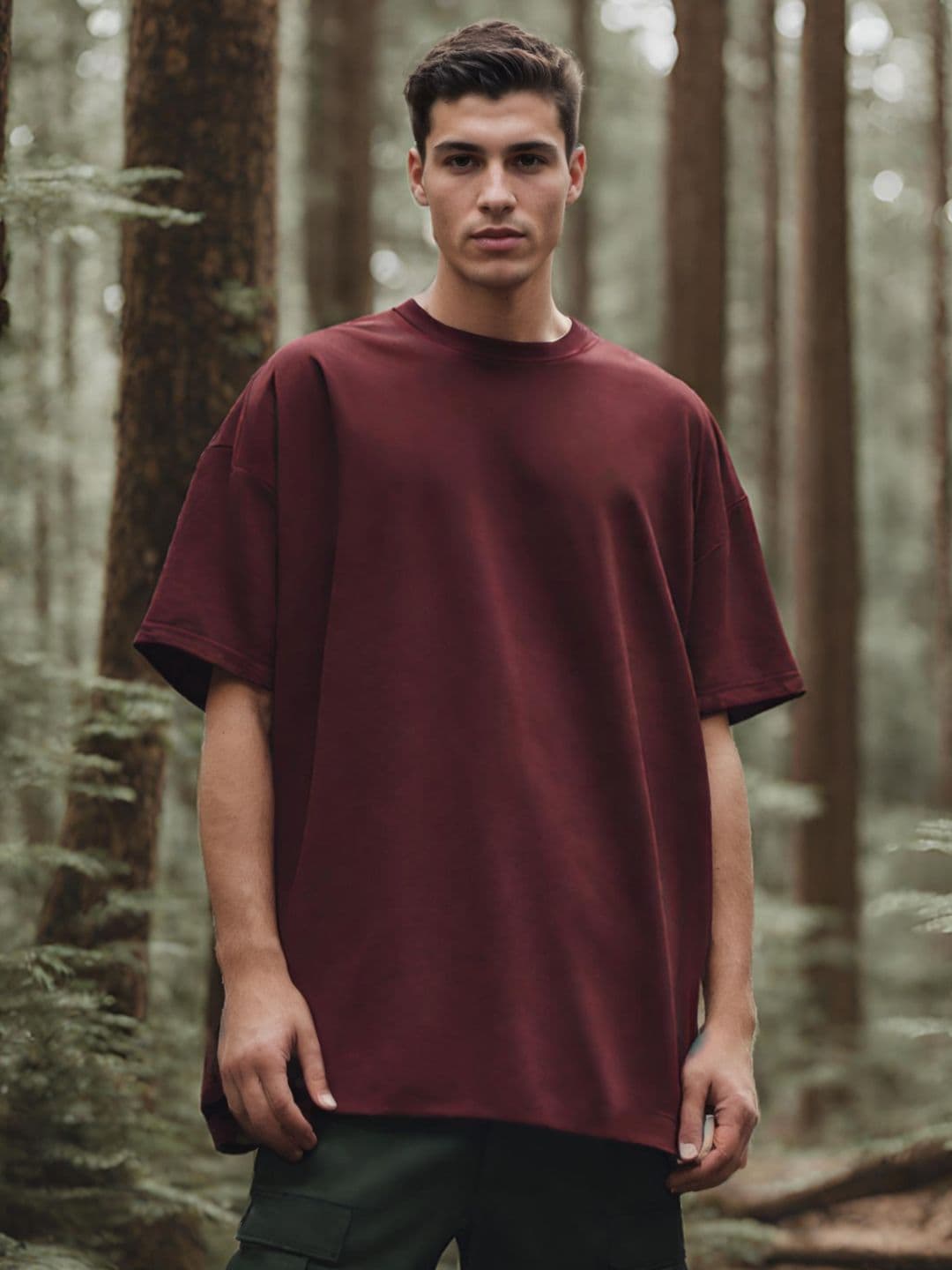 NOBERO Round Neck Drop-Shoulder Sleeves Oversized Cotton T-shirt - view 1