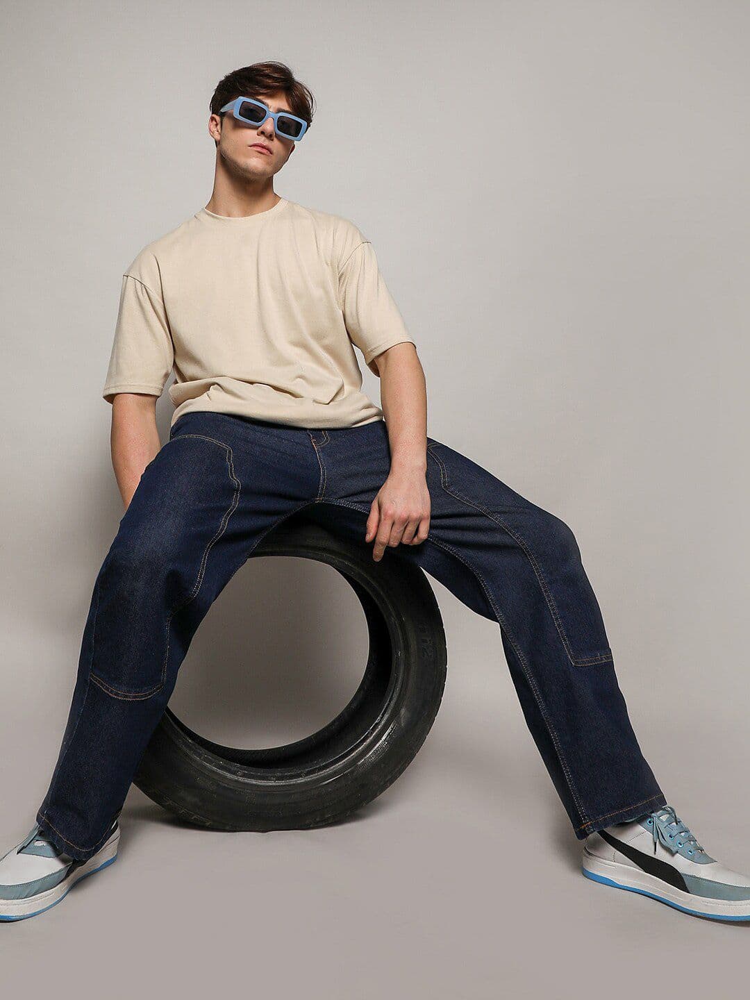 CAHOOT Drop Shoulder Sleeves Oversized Cotton T-shirt - view 1