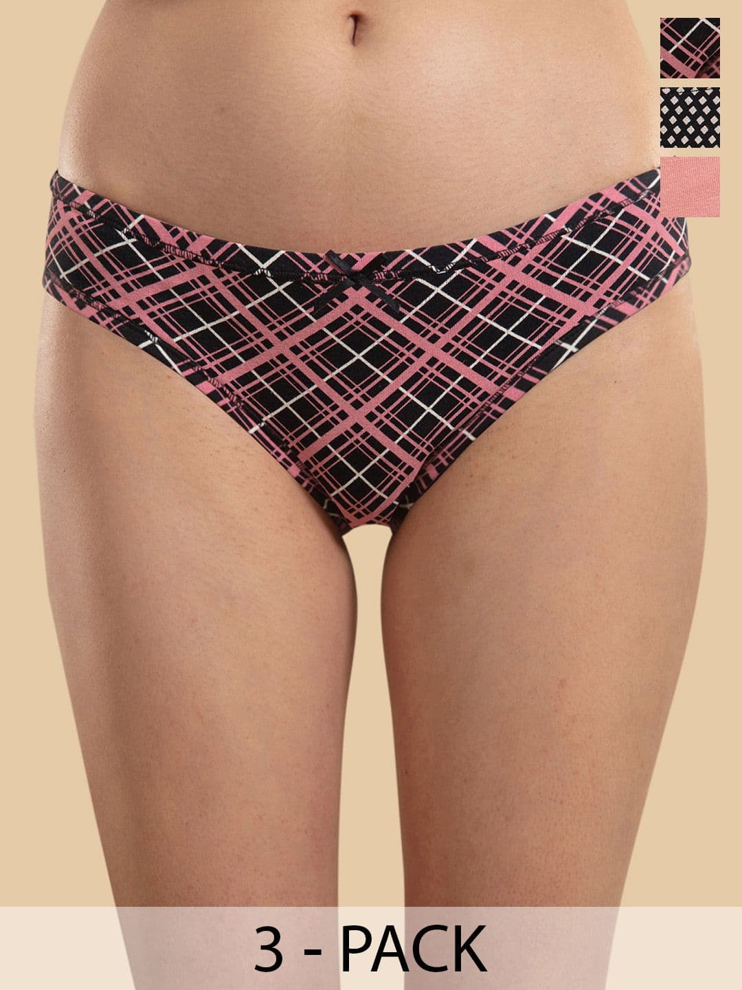 Nykd Pack Of 3 Abstract Printed Mid-Rise Basic Briefs - view 1