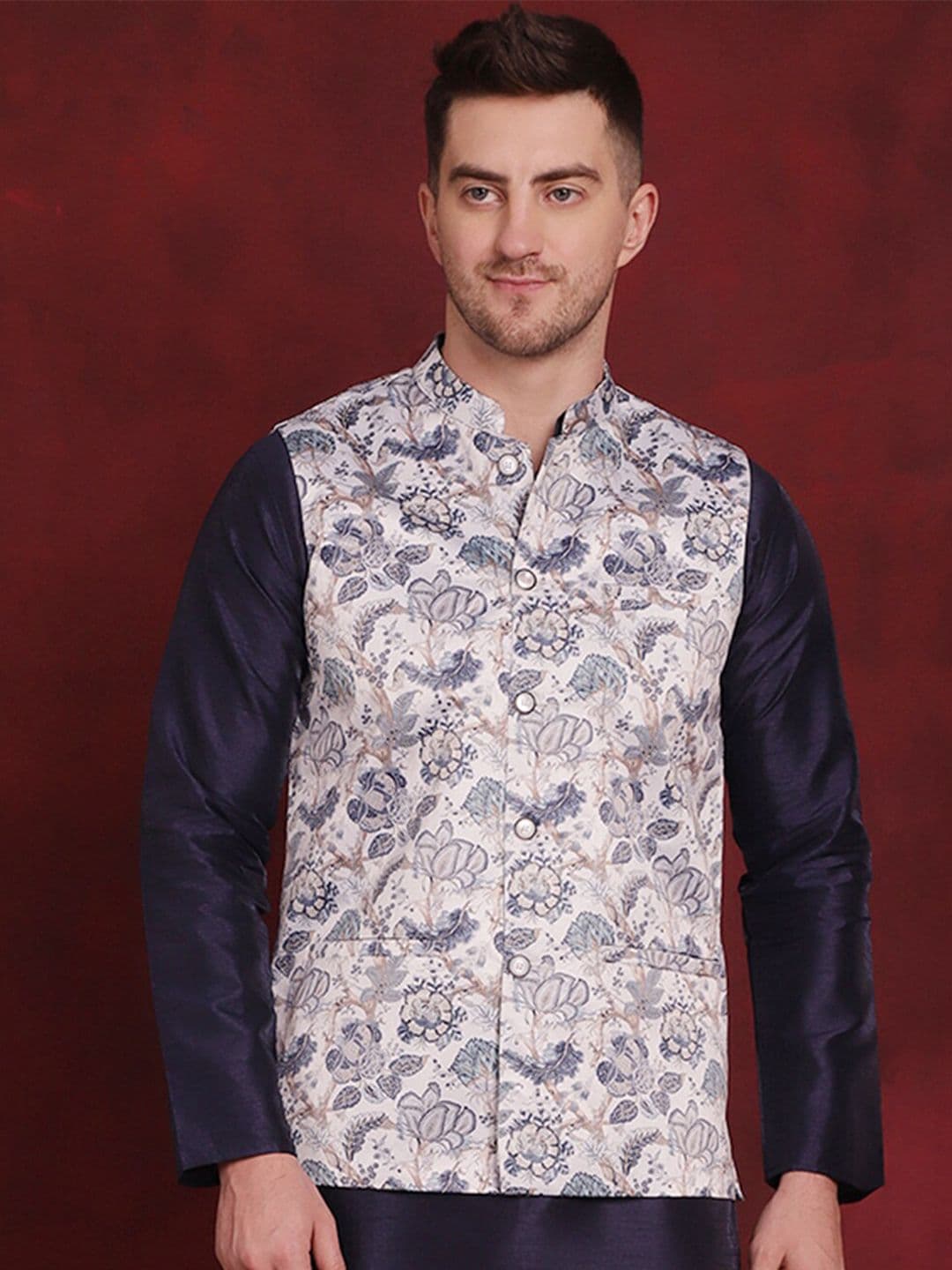 Jompers Floral Printed Nehru Jacket - view 1