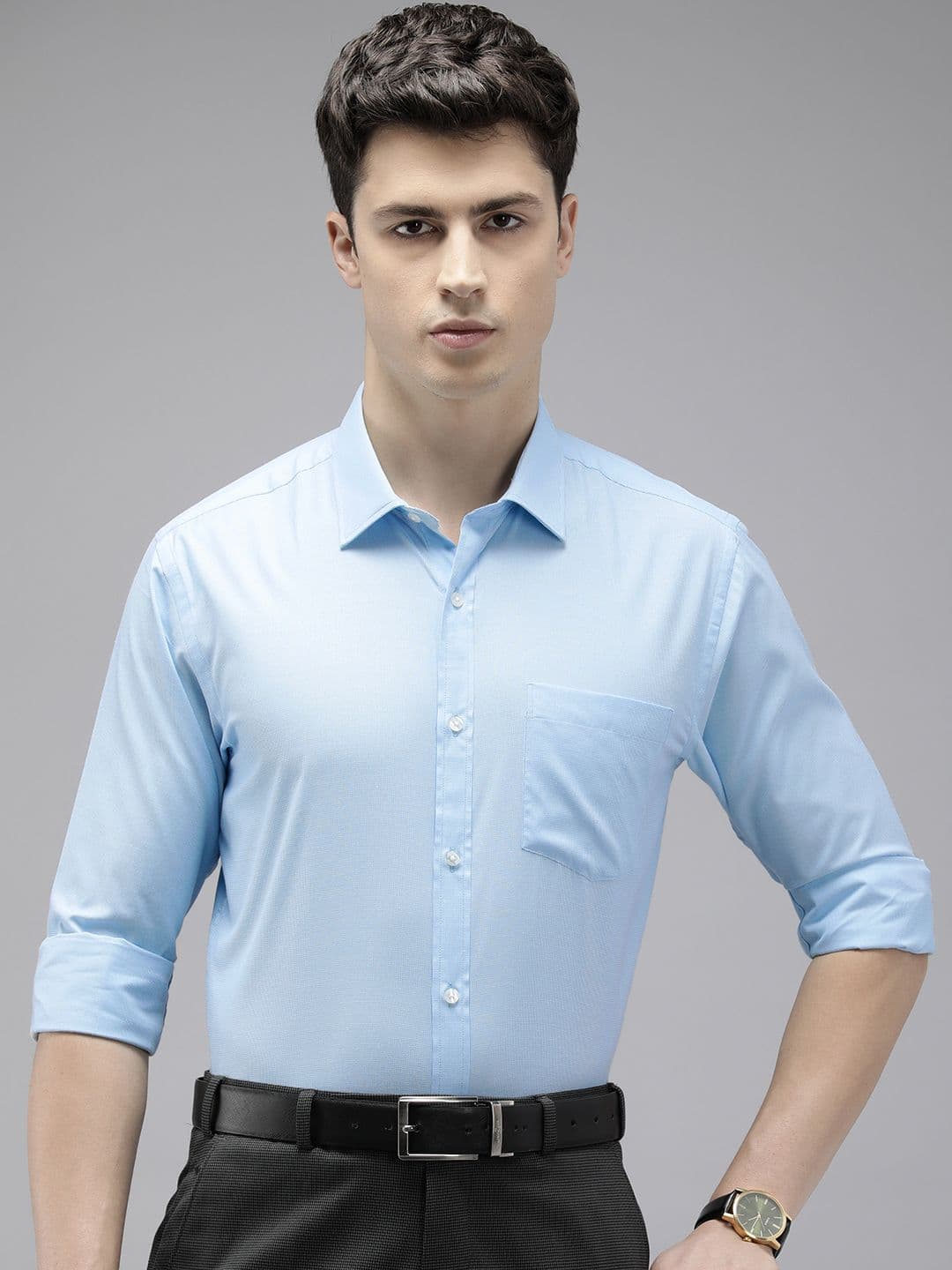 Park Avenue Slim Fit Micro Checked Formal Shirt - view 1