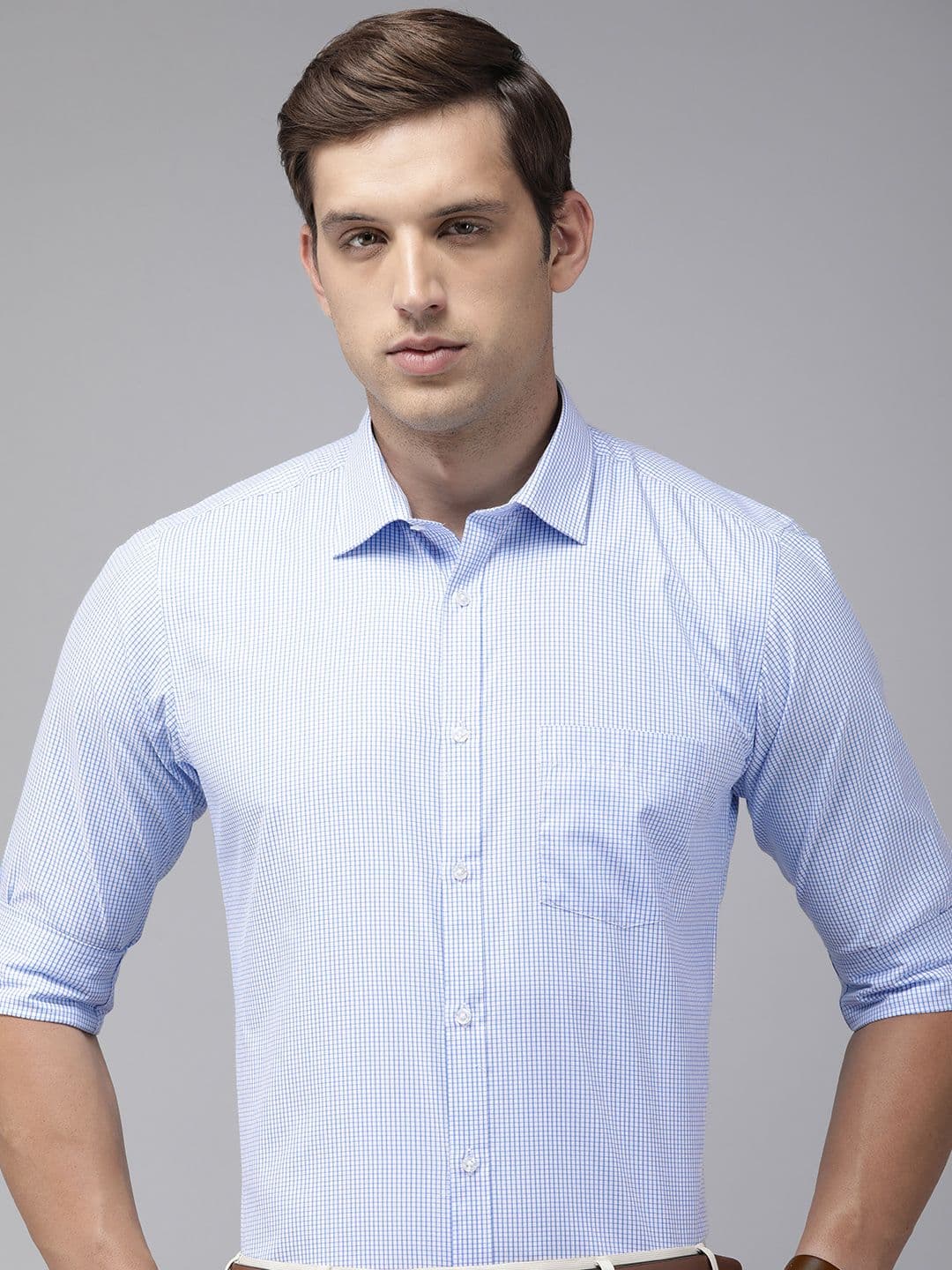 Park Avenue Slim Fit Grid Tattersall Checked Formal Shirt - view 1