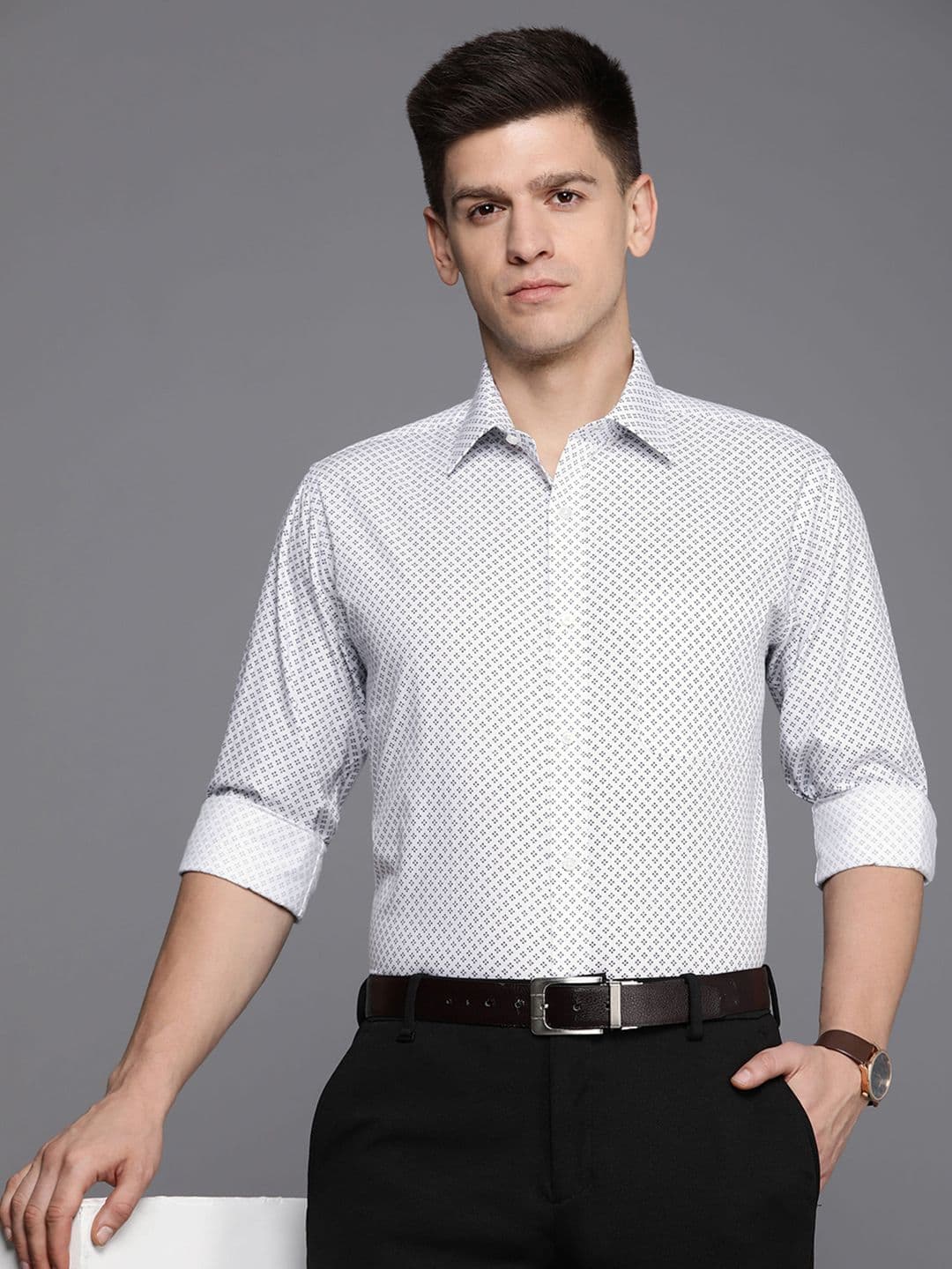 Raymond Men Slim Fit Pure Cotton Printed Formal Shirt - view 1