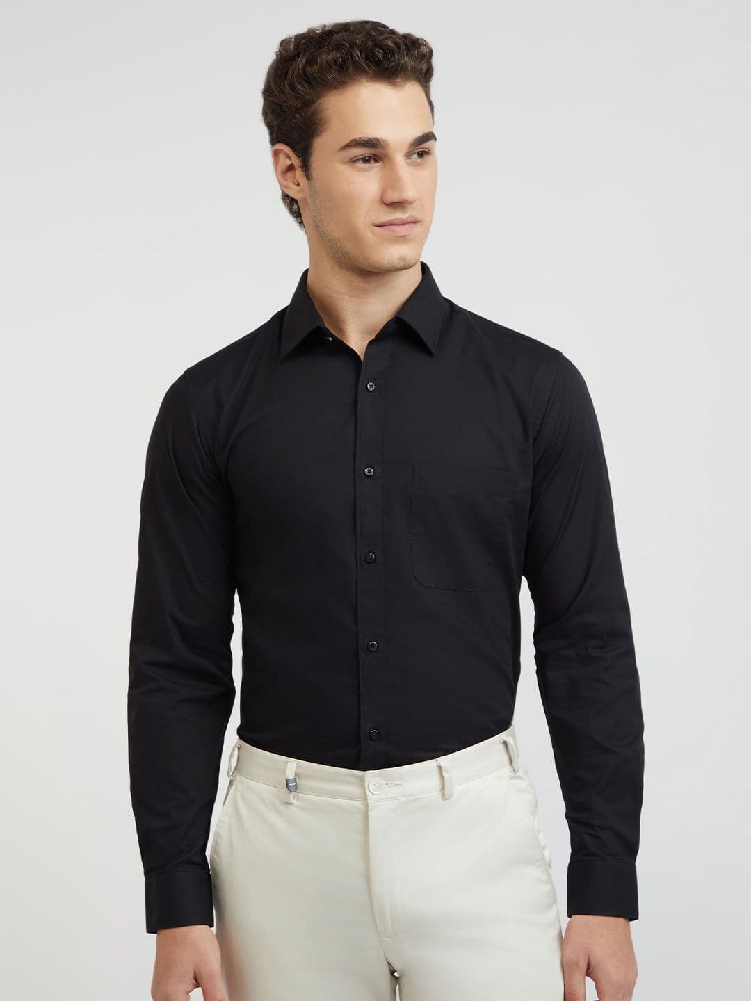 Raymond Solid Slim Fit Pure Cotton Formal Shirt - view 1