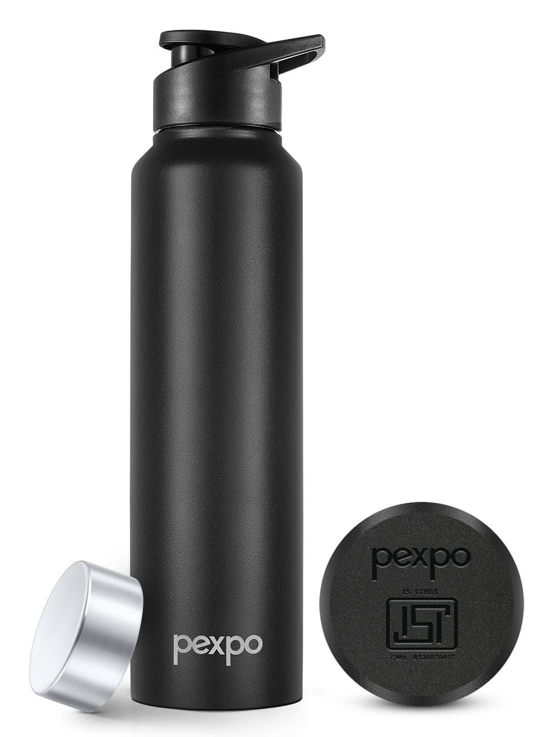 Pexpo Black Solid Stainless Steel Single Wall Vacuum Sipper - 950ml - view 1