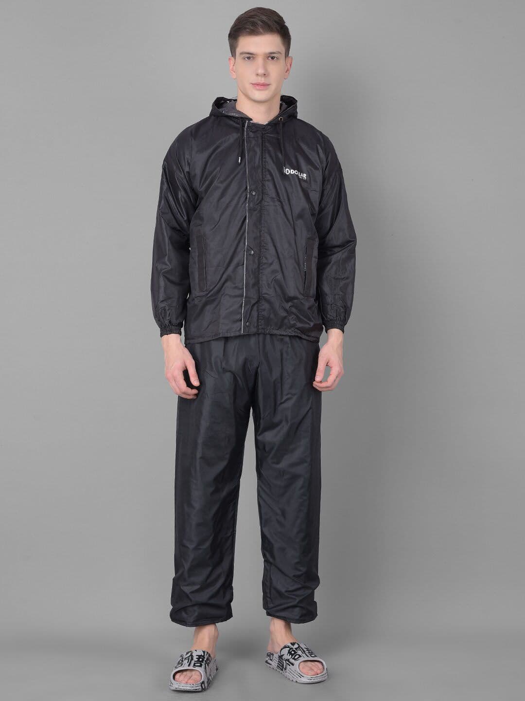 Dollar Long Sleeves Adjustable Hood Rain Jacket - view 1