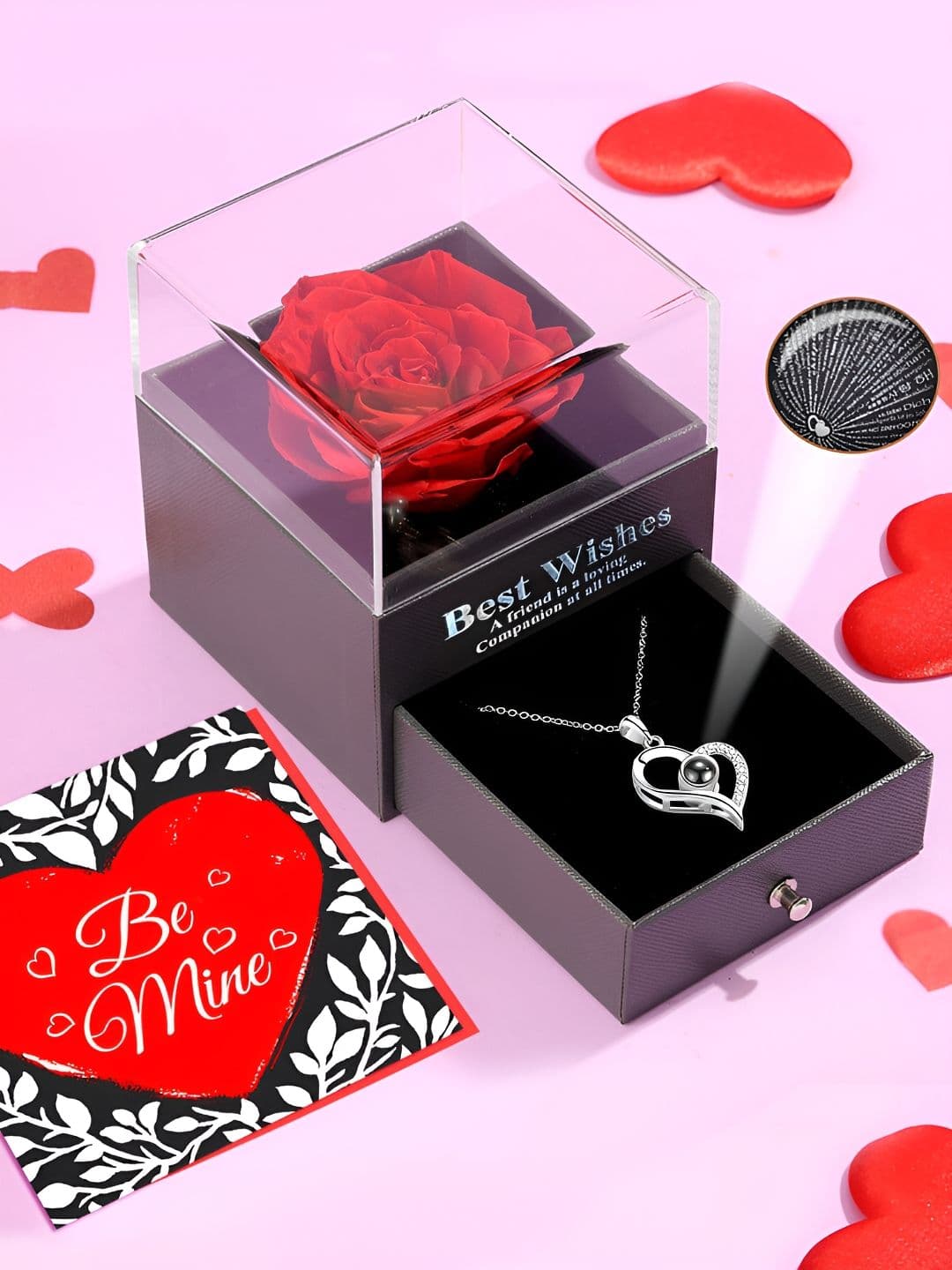 TIED RIBBONS Red & Grey 2 Pcs Valentine Theme Pendant & Card Home Gift Set - view 1