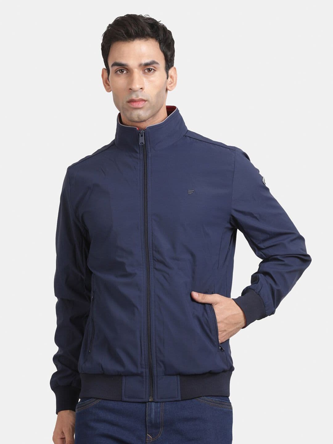 t-base Mock Collar Lightweight Bomber Jacket - view 1