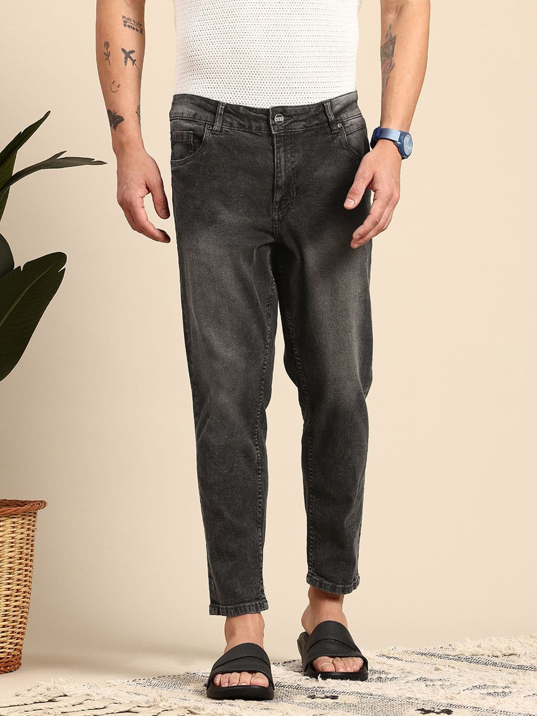 Mast & Harbour Men Carrot Fit Light Fade Stretchable Jeans - view 1