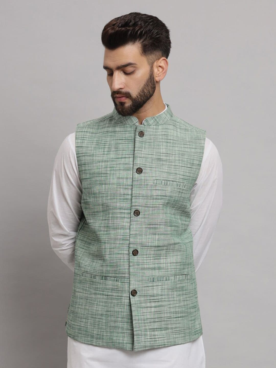 Latest Chikan Garments Mandarin Collar Nehru Jacket - view 1