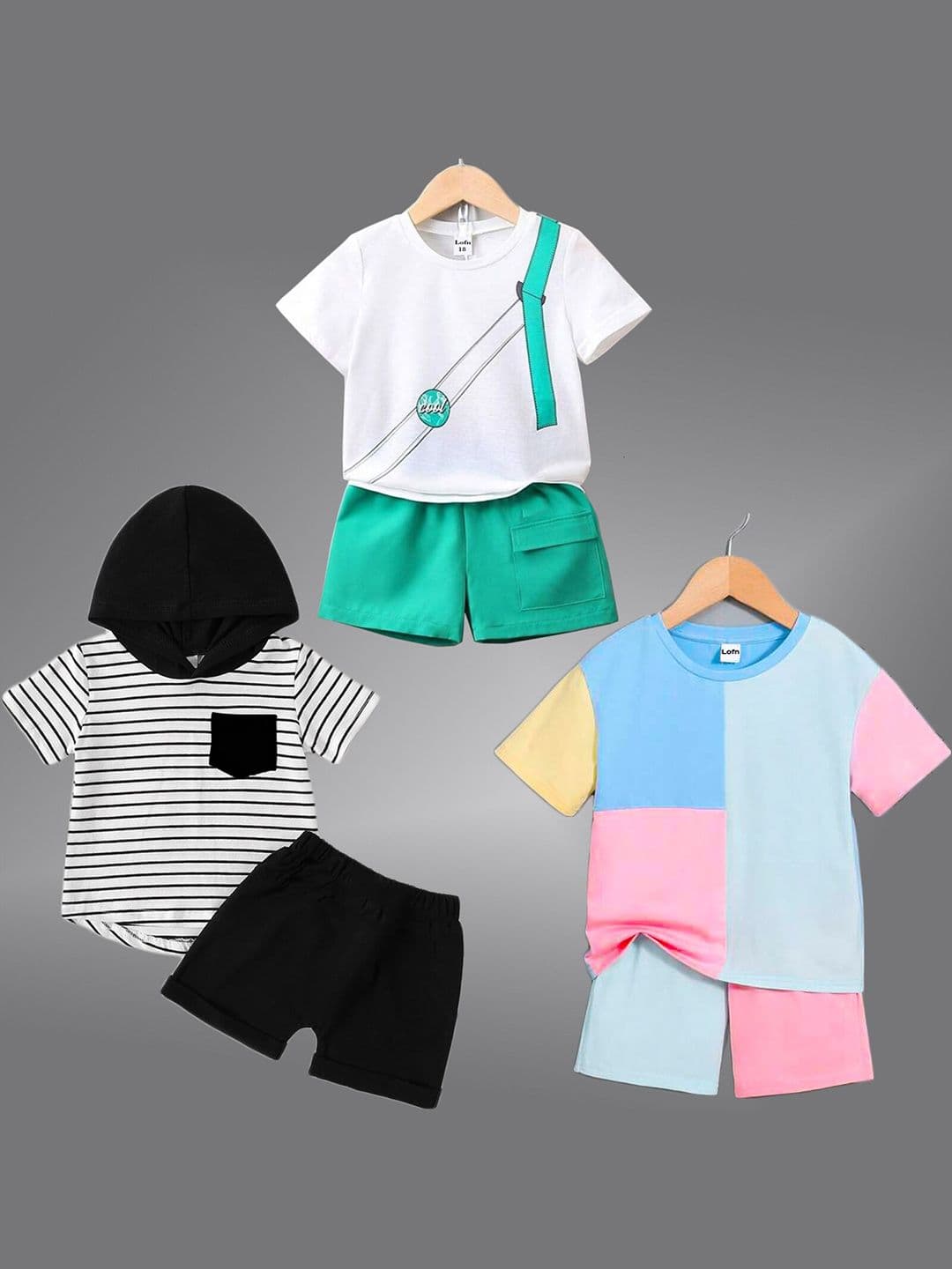 BAESD Kids Pack Of 3 Printed T-shirt with Shorts - view 1