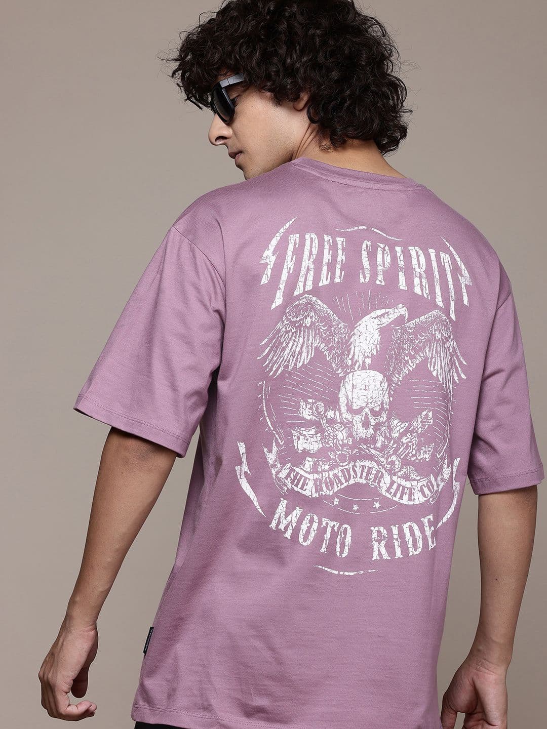 The Roadster Lifestyle Co. Printed Drop-Shoulder Relaxed Fit Pure Cotton T-shirt - view 1
