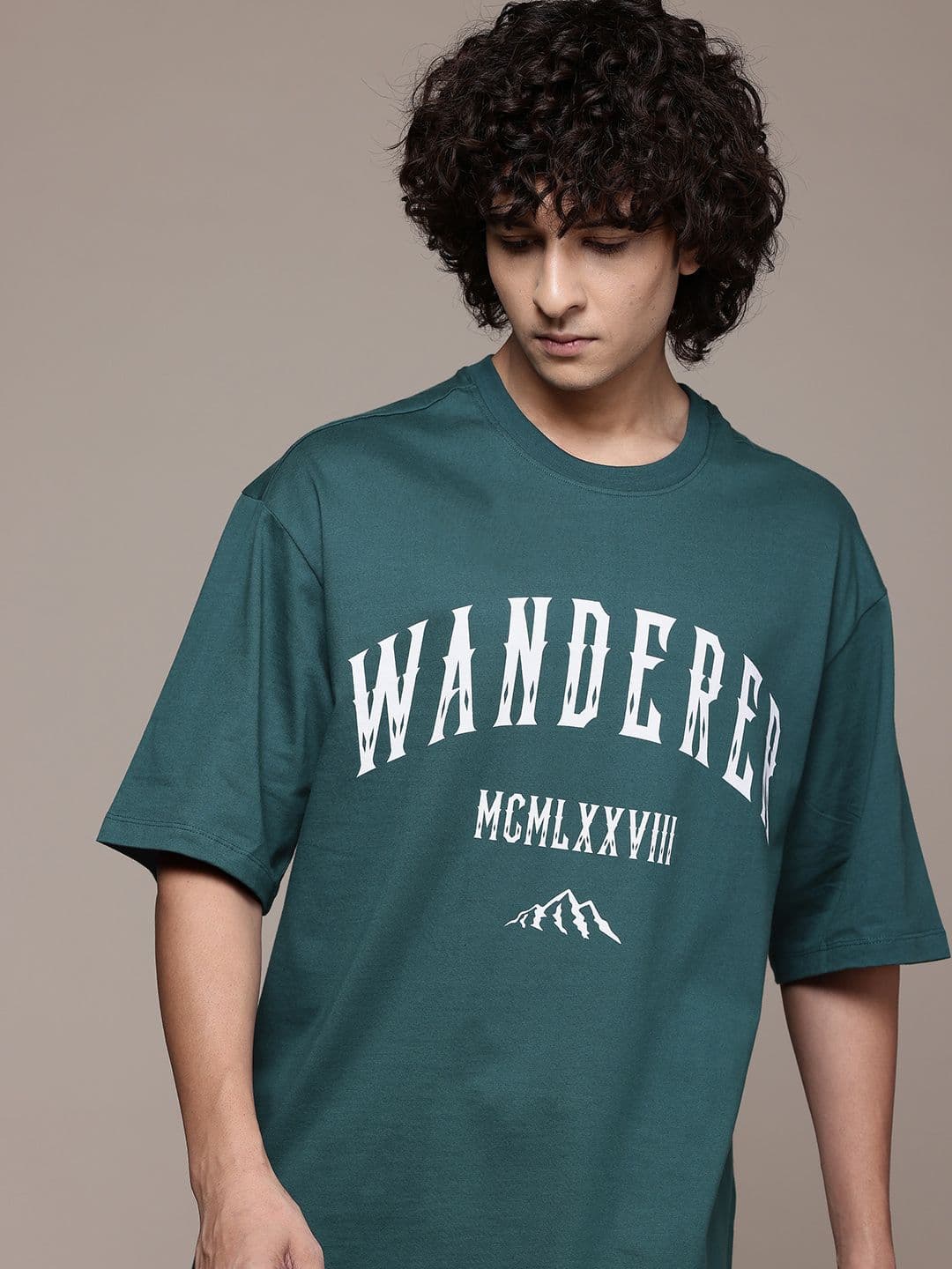 The Roadster Lifestyle Co. Printed Drop-Shoulder Relaxed Fit Pure Cotton T-shirt - view 1