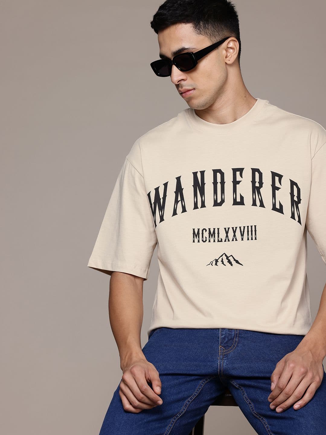 The Roadster Lifestyle Co. Typography Print Relaxed Fit Pure Cotton T-shirt - view 1