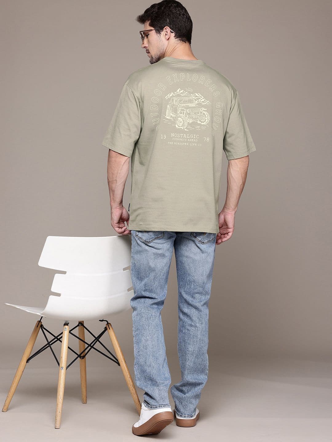 The Roadster Lifestyle Co. Printed Drop-Shoulder Sleeves Pure Cotton Relaxed T-shirt - view 1