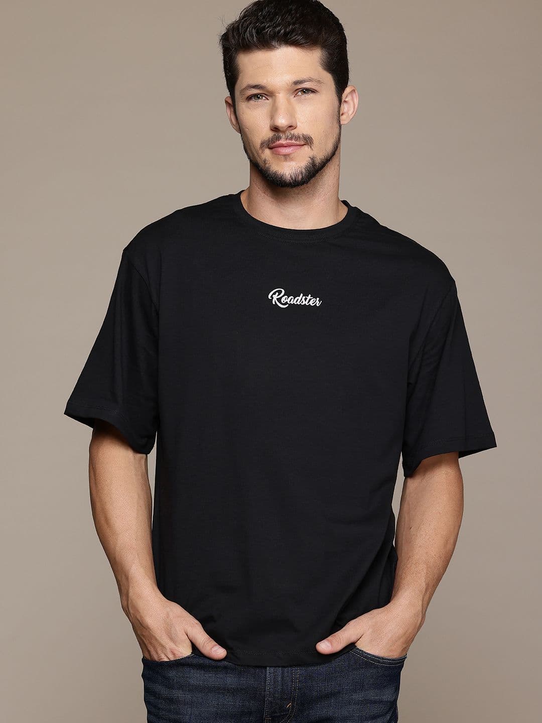 The Roadster Lifestyle Co. Printed Drop-Shoulder Sleeves Pure Cotton Relaxed T-shirt - view 1