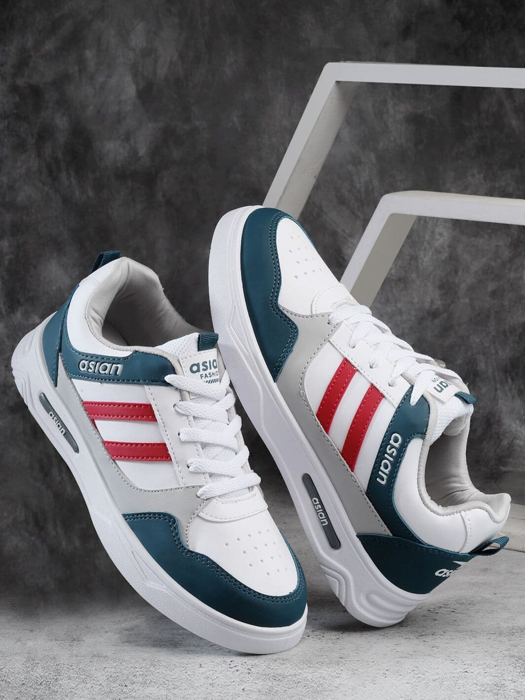 ASIAN Men White Colourblocked Memory Foam Insole Sneakers - view 1