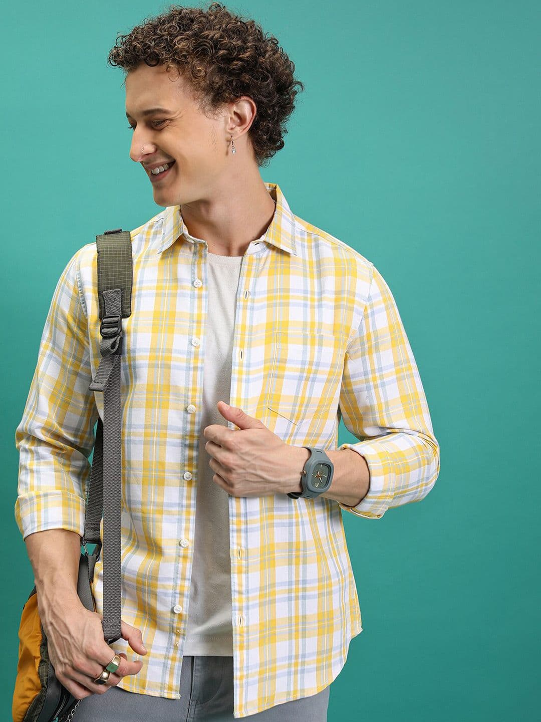 HIGHLANDER Men Collar Full Sleeve Checked Slim Fit Shirt - view 1