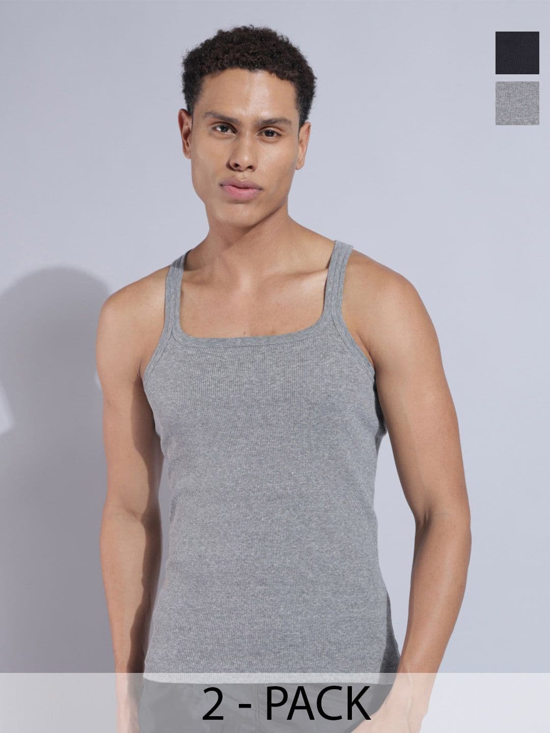 Dollar Bigboss Men Solid Pack of 2 Premium Combed Cotton Gym Vest - view 1