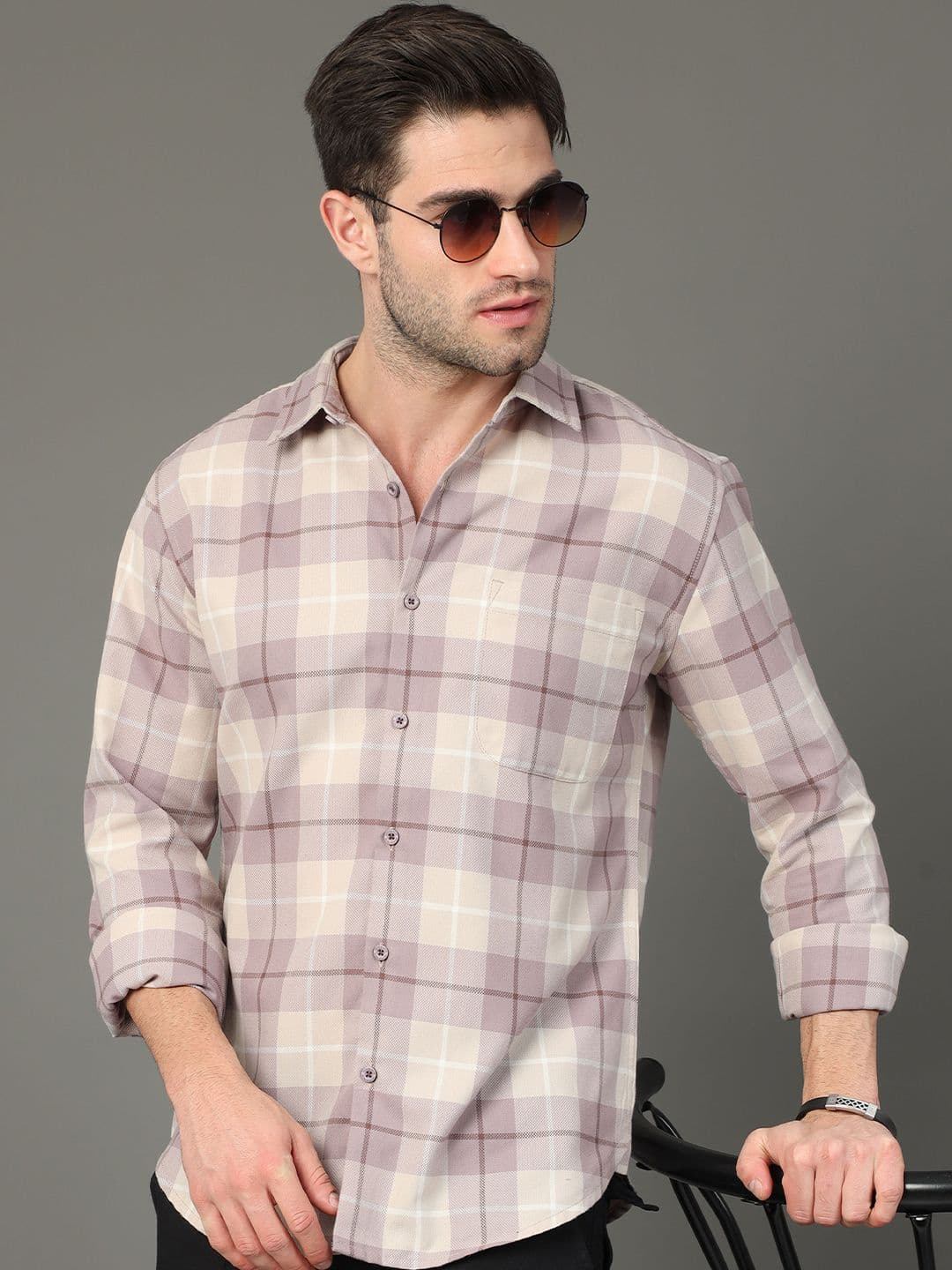 HERE&NOW Slim Fit Tartan Checked Casual Shirt - view 1