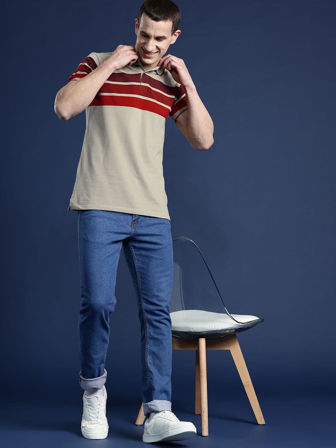 Mast & Harbour Men Striped Polo Collar T-shirt - view 1