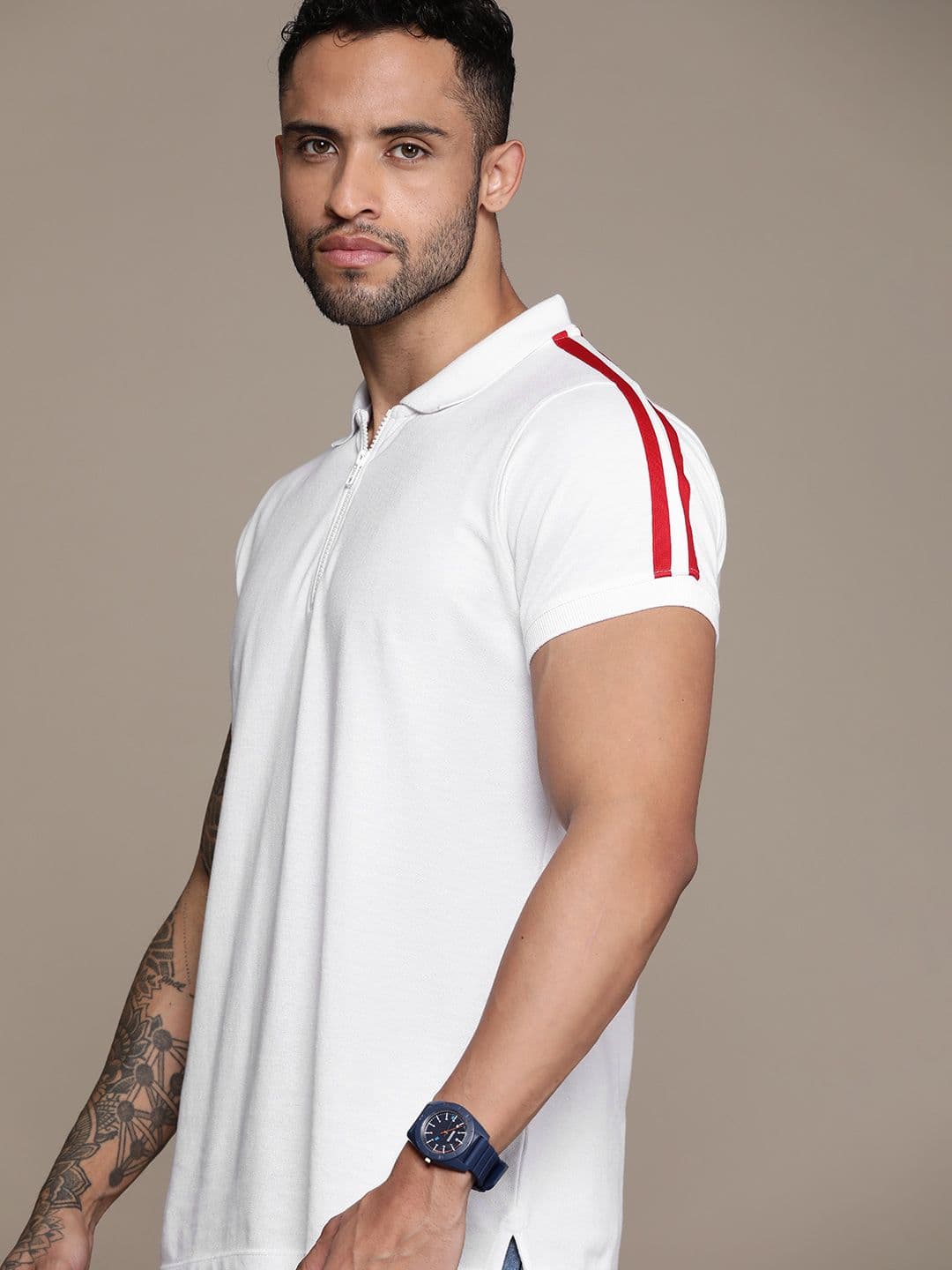 Roadster Men Striped Polo Collar T-shirt - view 1