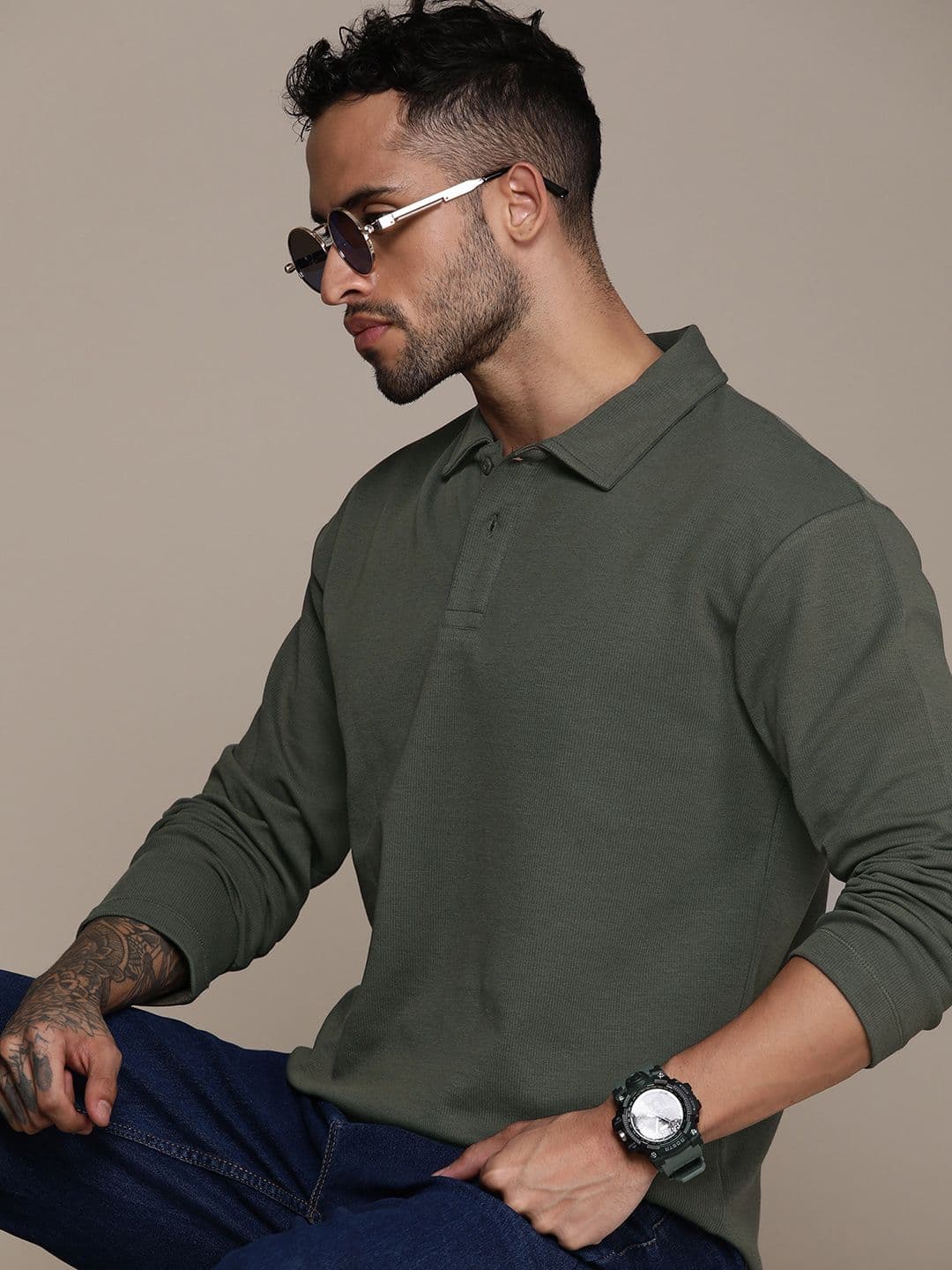Roadster Men Solid Polo Collar Relaxed Fit T-shirt - view 1