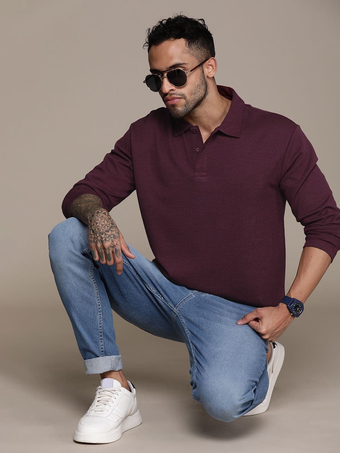 Roadster Men Solid Polo Collar Relaxed Fit T-shirt - view 1