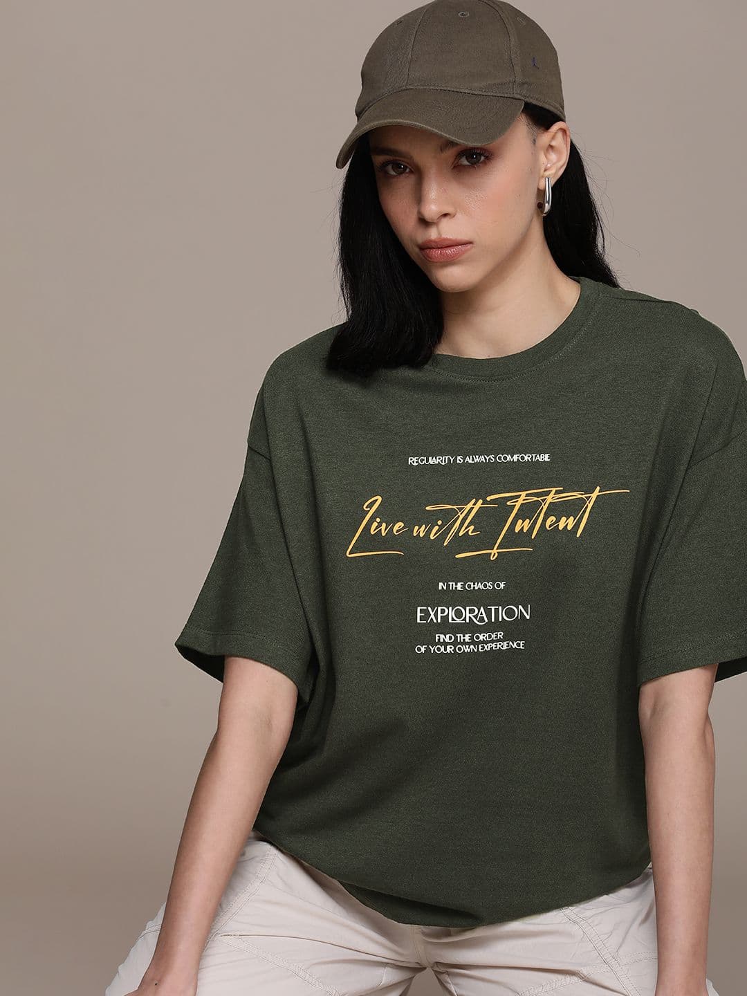 The Roadster Life Co. Typography Printed Drop-Shoulder Sleeves Oversized T-shirt - view 1