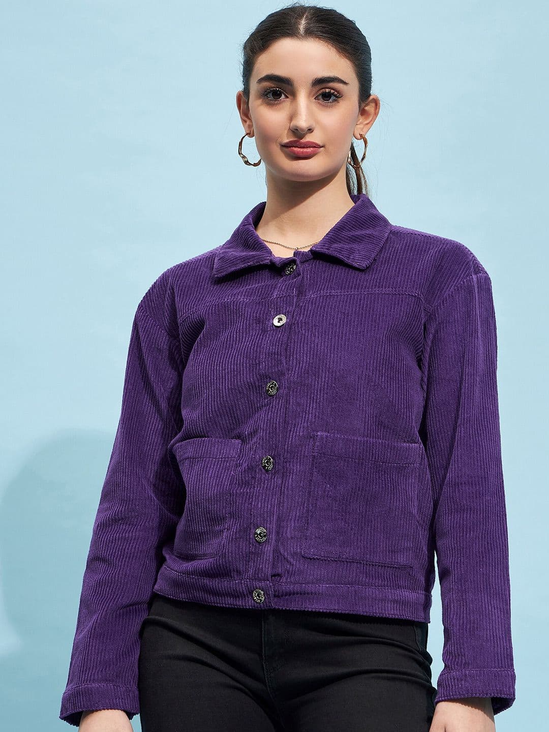 STREET 9 Stand Collar Corduroy Open Front Jacket - view 1