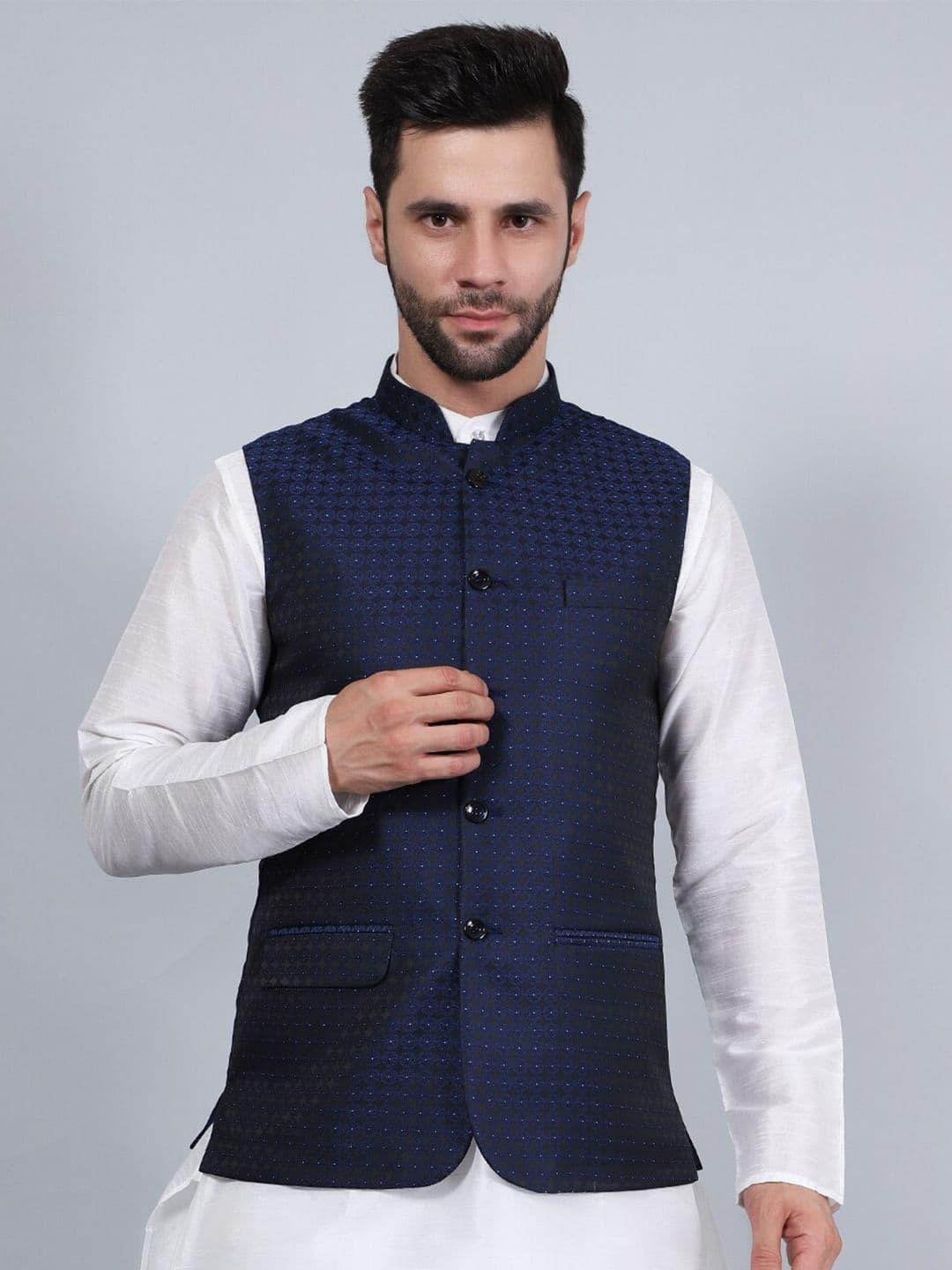 Wintage Printed Woven Nehru Jackets - view 1