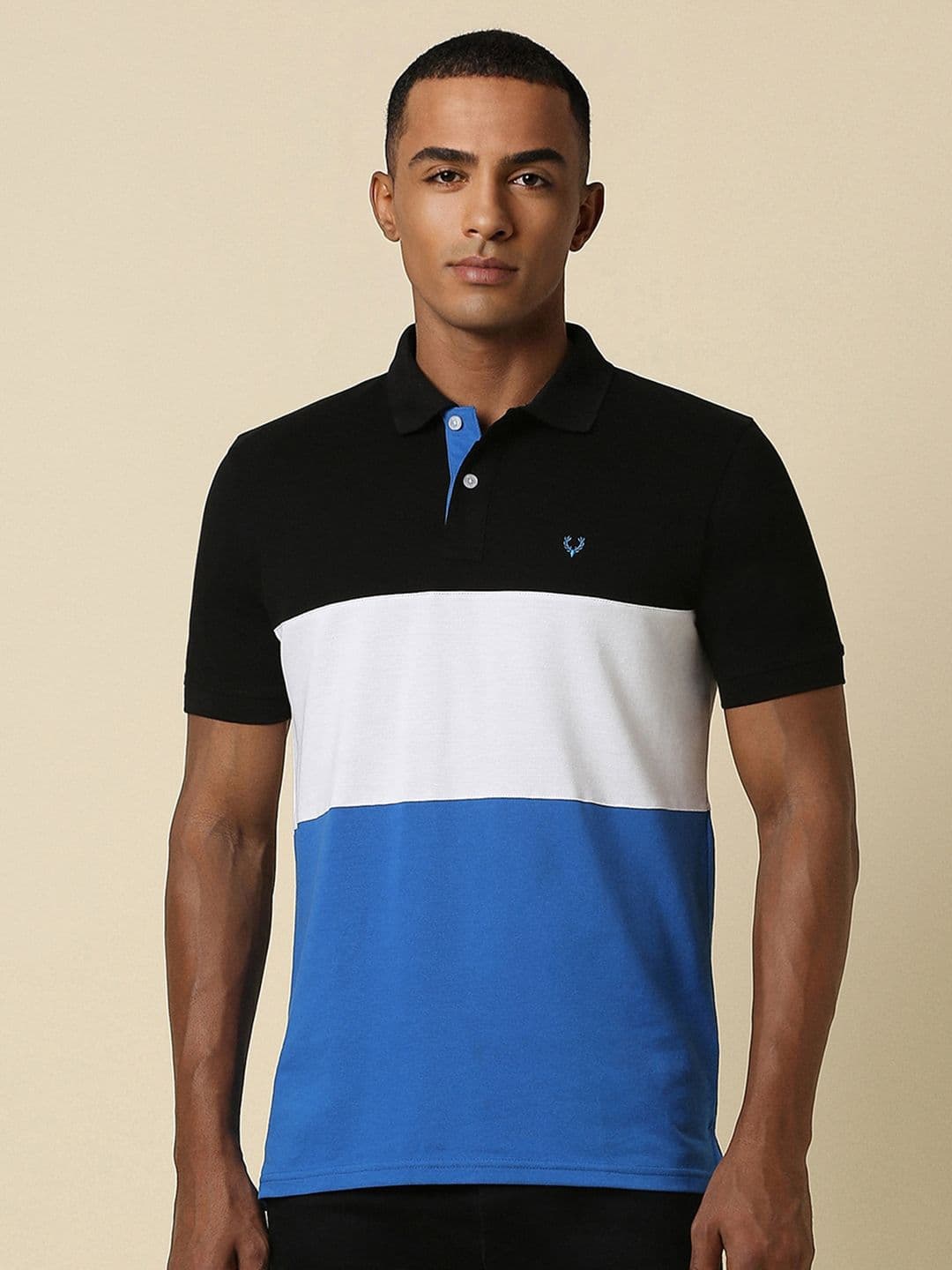 Allen Solly Colourblocked Cotton Polo Collar T-shirt - view 1