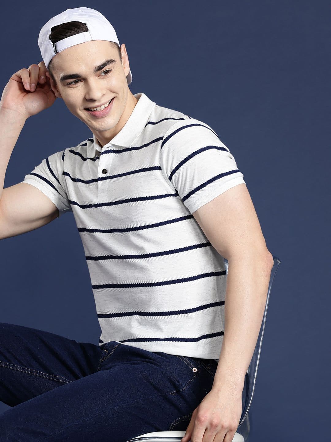 Mast & Harbour Men Striped Polo Collar T-shirt - view 1