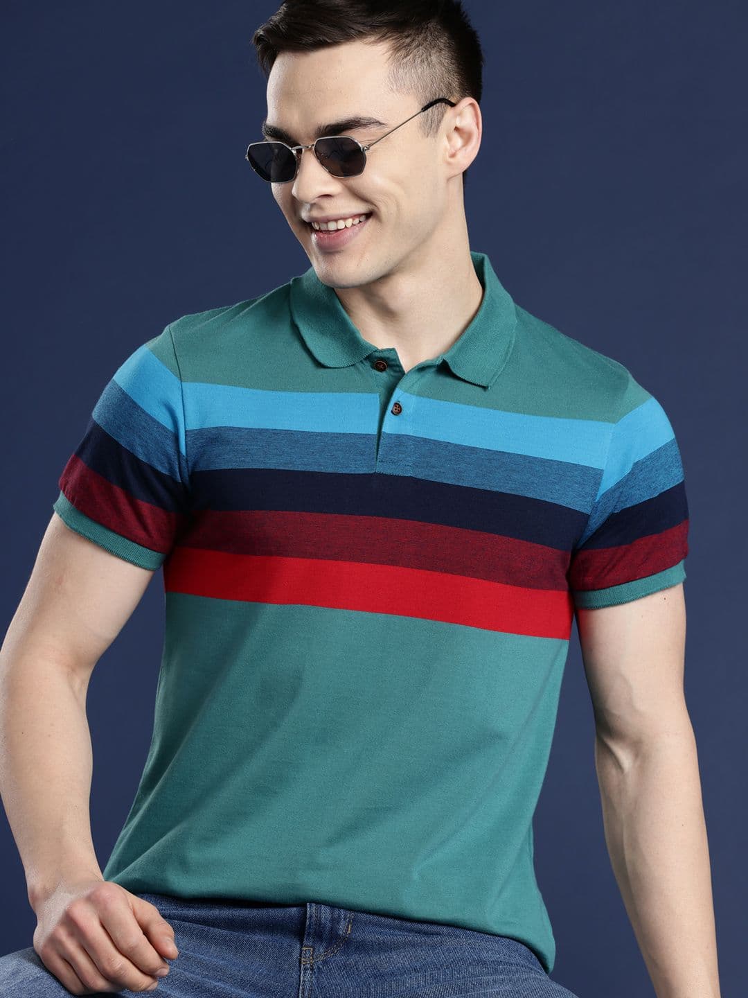 Mast & Harbour Men Striped Polo Collar T-shirt - view 1