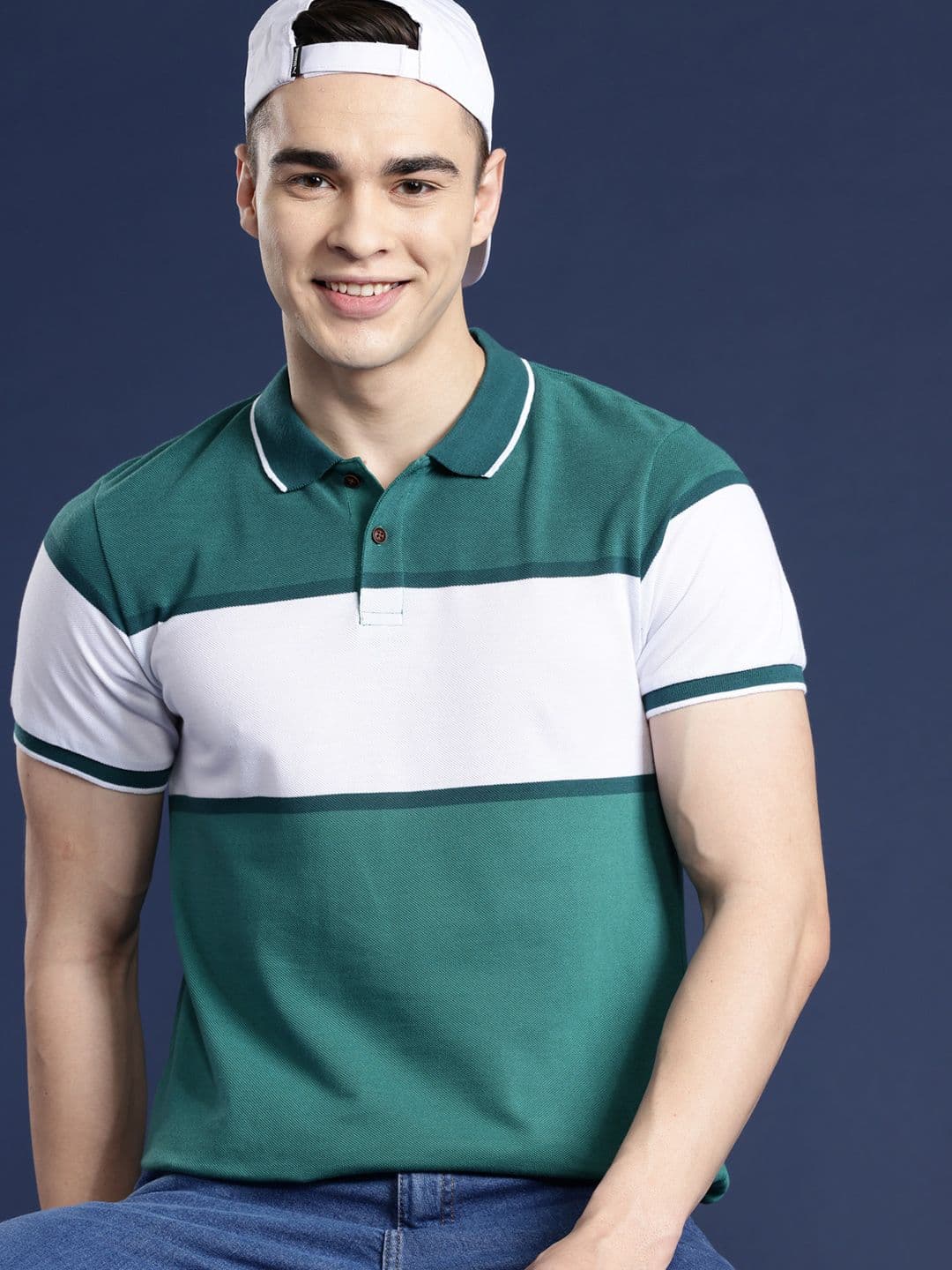 Mast & Harbour Men Colourblocked Polo Collar T-shirt - view 1