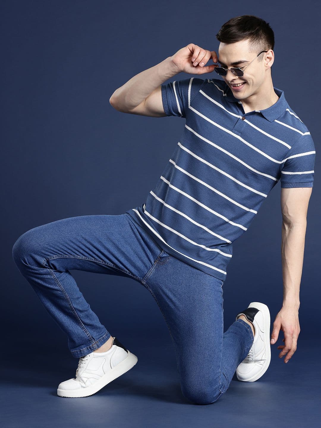 Mast & Harbour Men Striped Polo Collar T-shirt - view 1