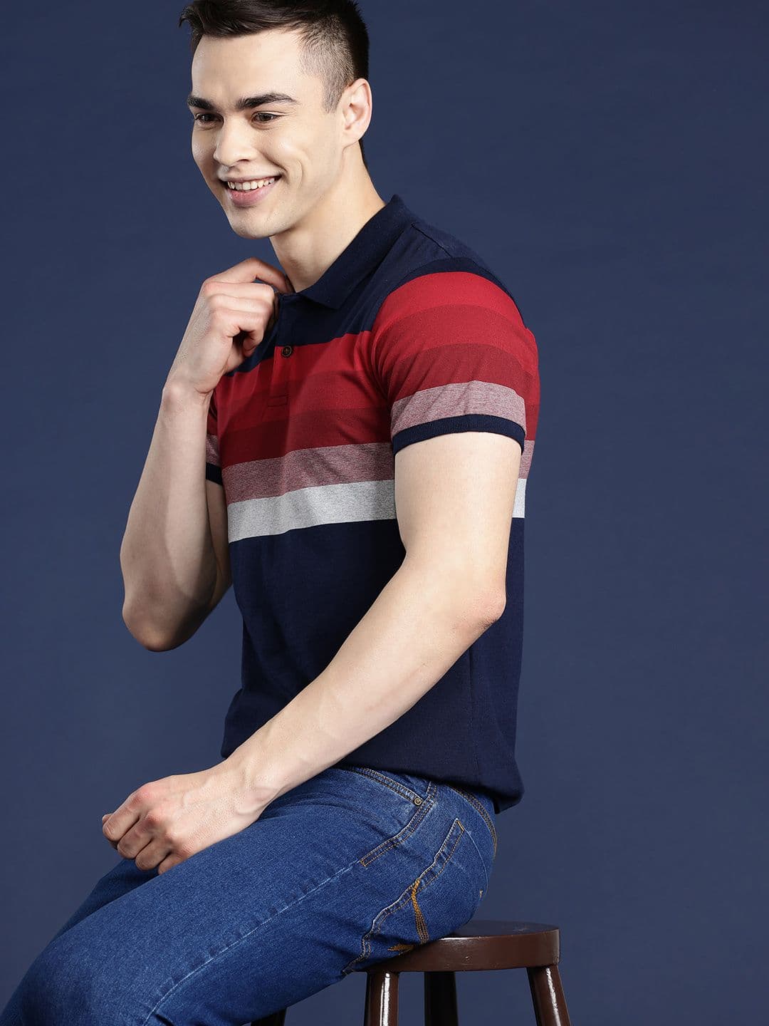 Mast & Harbour Men Striped Polo Collar T-shirt - view 1