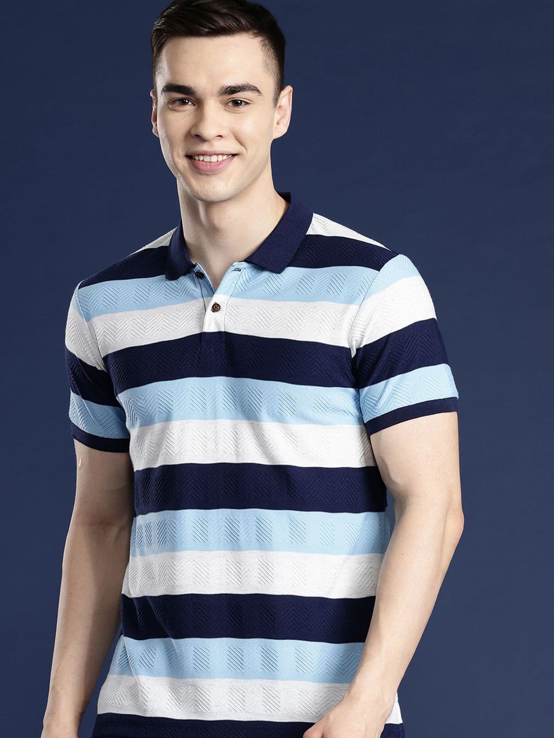 Mast & Harbour Men Striped Polo Collar T-shirt - view 1