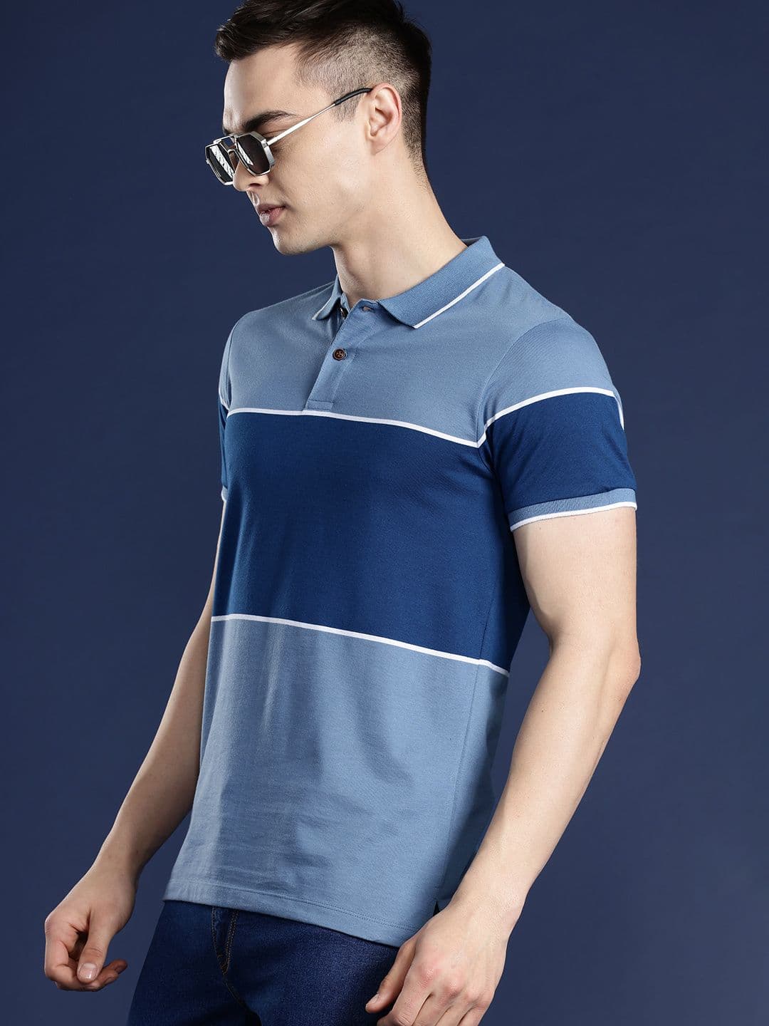 Mast & Harbour Men Colourblocked Polo Collar T-shirt - view 1