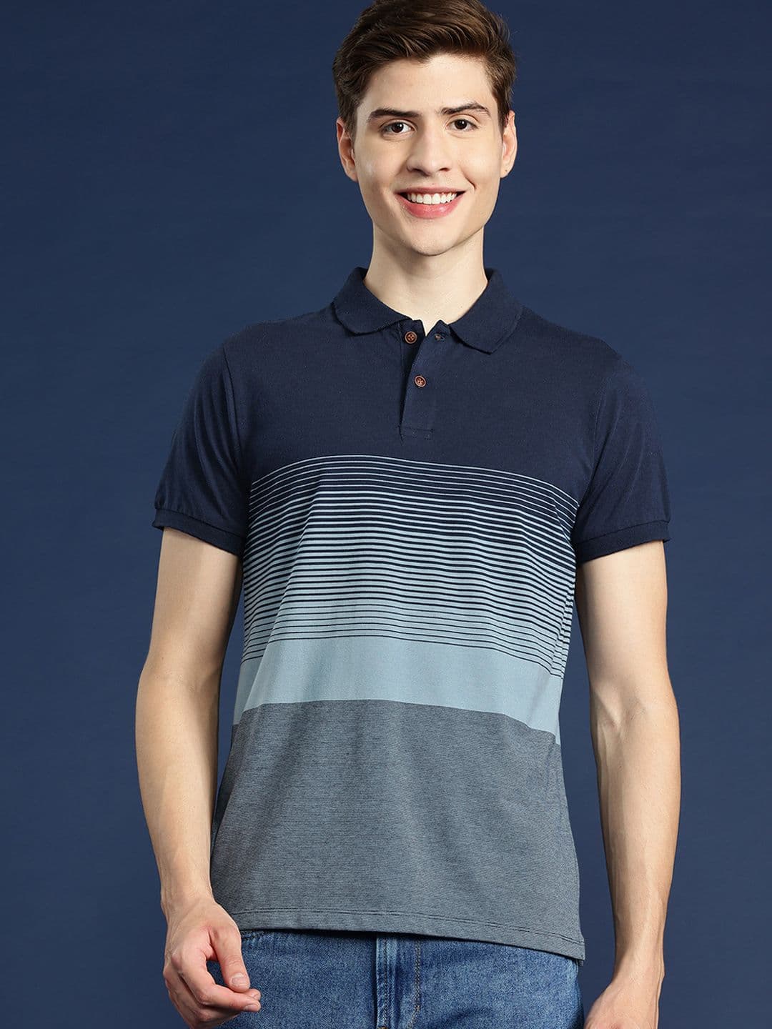 Mast & Harbour Men Striped Polo Collar T-shirt - view 1